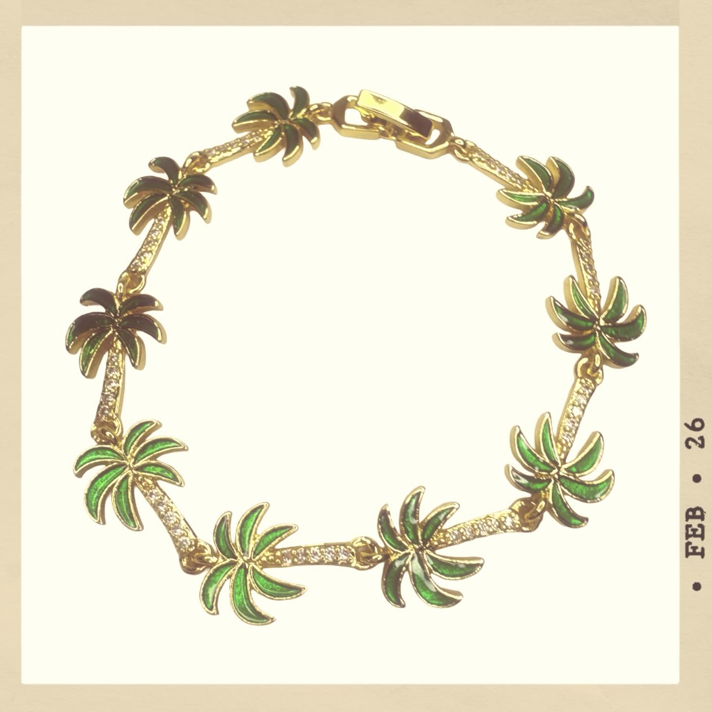 The Palm Reader Bracelet
Some fortunes are written in the lines of a hand. Others are worn around the wrist.
Golden palms circle this bracelet like a private little paradise, each leaf handcrafted and finished in rich green enamel, catching the light the way sunlight dances through palm fronds on a warm afternoon. The sculpted gold links give it a vintage weight and presence, the sort of piece that feels as though it has already lived a few glamorous stories before finding you.
Elegant, playful, and just a little mysterious, The Palm Reader was made for evenings that begin with cocktails and end somewhere far more interesting.
Slip it on and let the palms do the talking.
✨ Discover The Palm Reader Bracelet at Harlem Carter.
#OldHollywoodGlamour
#VintageInspiredFashion
#StatementJewellery
#VintageCollectors
#VintageTreasure