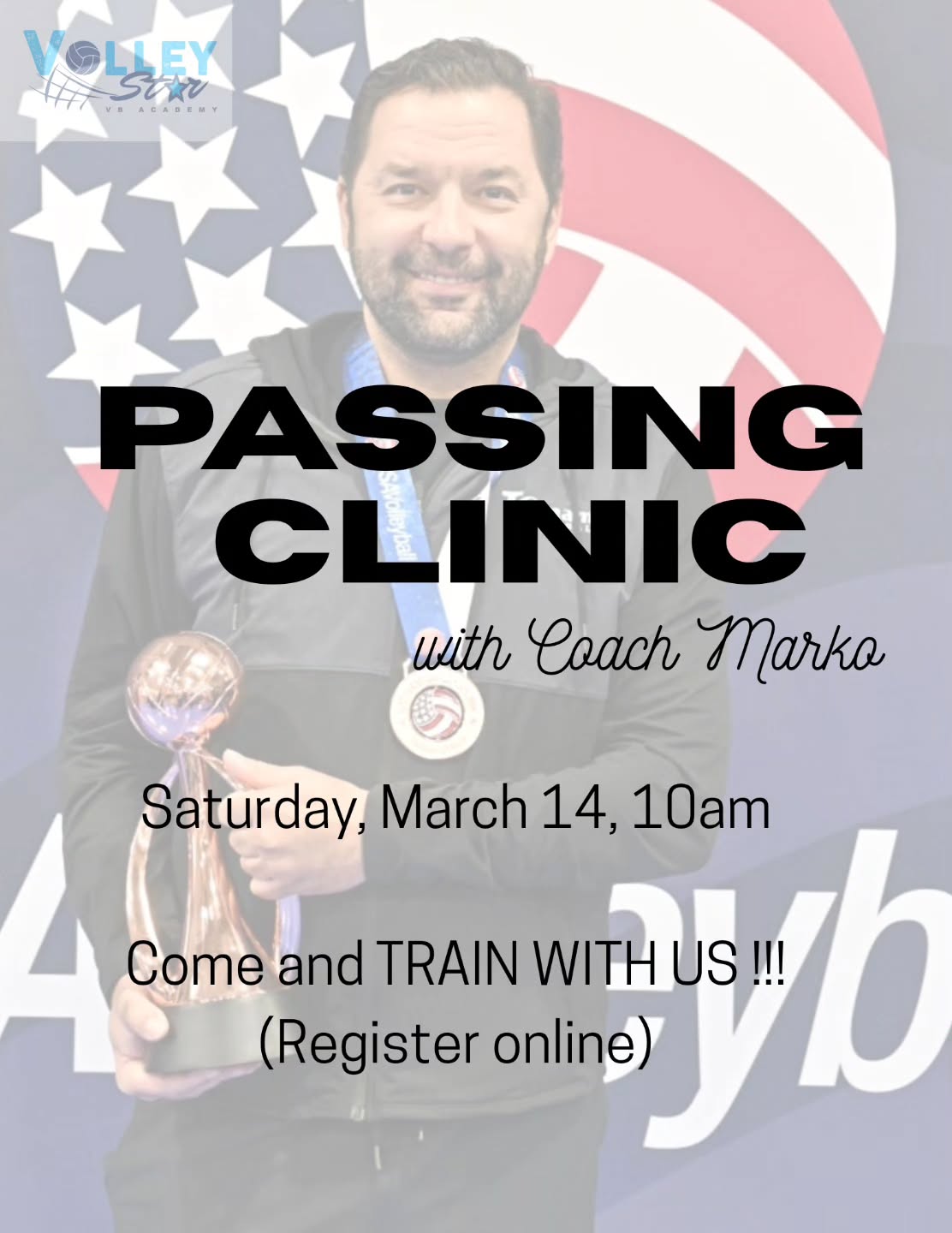 🔹️🔹️ PASSING with Coach Marko 🔹️🔹️
This Saturday, we have our first Passing Clinic, led by Coach Marko.
Come and TRAIN WITH US, and become better passer.
These clinics are designed so they cover all elements of passing, which is very complex skill. Every clinic we will be covering new aspect of the skill.
We are very excited that we can offer this clinic!
Sign up at our website:
www.volleystarvba.com