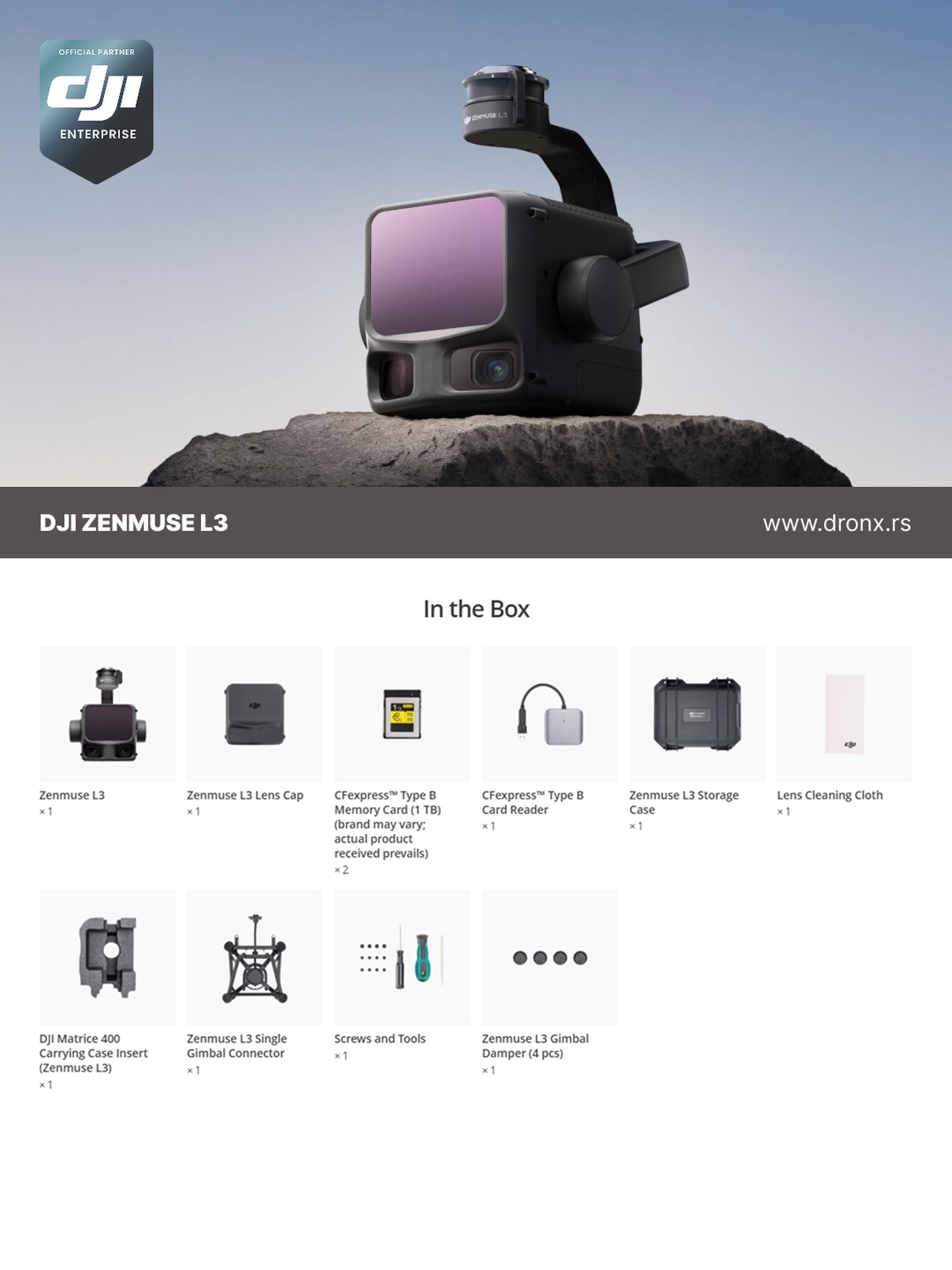 DJI Zenmuse L3 je napredni LiDAR payload za profesionalno mapiranje.
DJI Zenmuse L3 predstavlja novu generaciju DJI LiDAR sistema za visoko precizno 3D mapiranje i geodetske operacije.
Dizajniran za integraciju sa DJI Matrice 400 platformom, Zenmuse L3 omogućava:
✔ visoko precizno LiDAR mapiranje
✔ 3D modelovanje terena
✔ inspekciju infrastrukture
✔ napredne geodetske projekte
Savršeno rešenje za:
• geodetske kompanije
• građevinsku industriju
• energetiku
• infrastrukturu
Dostupan kod DJI Enterprise partnera - DronX
🌍 Dostava širom Evrope
📩 info@dronx.rs
🌐 www.dronx.rs
#DJIZenmuseL3 #DJILiDAR #LiDARDrone #DJIEnterprise