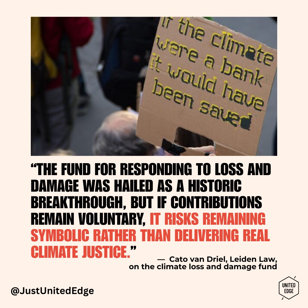 The Loss and Damage Fund was created to support countries facing irreversible climate harms, but an uncomfortable question remains: Is it delivering justice, or just charity?
If the world treats climate finance as voluntary generosity rather than as a responsibility, the fund risks becoming symbolic rather than transformative. Climate impacts are not random tragedies. They are tied to historic patterns of emissions, extraction, and unequal development.
A justice based approach means acknowledging responsibility, ensuring predictable funding, and centering the rights of communities on the frontlines of climate change. Repairing climate harm isn’t charity, it’s accountability. Read more here: https://bit.ly/4rwMZhk
#ClimateJustice #LossAndDamage #JusticeNotCharity #ClimateAccountability #ClimateReparations #ClimateEquity #PolluterPays #ClimatePolicy #ClimateFinance
#EnvironmentalJustice #ParisAgreement #SystemicChange #ClimateResponsibility #JustTransition #FuturesOfJustice