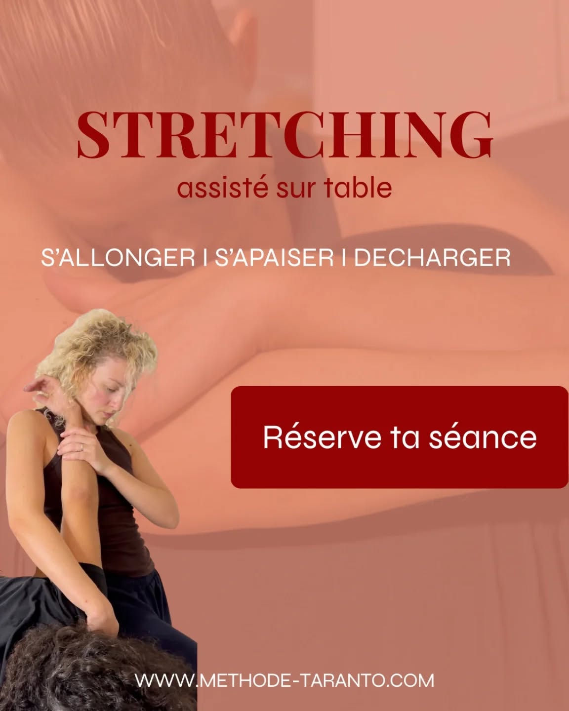 Stretching assisté sur table | PARIS 10
Le stretching assisté sur table est une technique douce et enveloppante qui travaille en profondeur. Elle favorise la circulation, hydrate les fascias et redonne de l'espace aux zones figées. Sans forcer, elle accompagne le corps vers le relâchement, l’apaisement et le soulagement.
Le stretching assisté associe bien-être immédiat et effets durables. Chaque mouvement crée fluidité et légèreté, le mental se calme, le corps respire sereinement, et la souplesse s'installe.
Une pause qui détend profondément et rééquilibre corps/esprit.
.
.
.
⏲️ 1h
💸 130 euros
📍Paris 10
🔗 Réservation sur www.methode-taranto.com
.
.
.
#stretching #stretch #fasciatherapie #bienetre
#paris