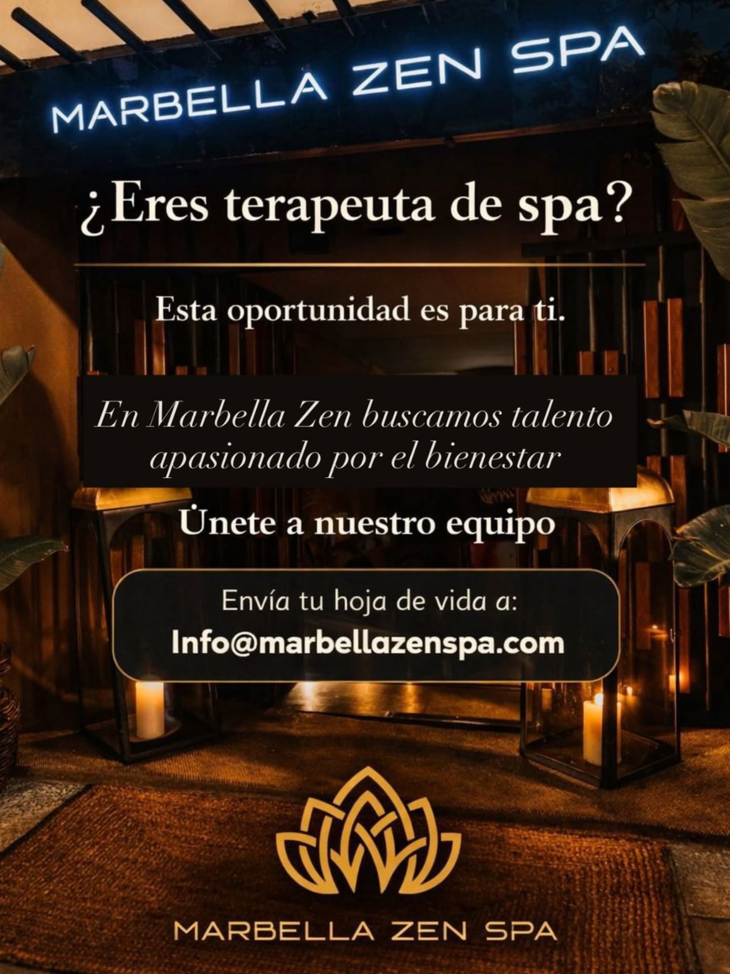Estamos en la búsqueda de terapeutas profesionales de spa para integrarse a nuestro Centro Spa Boutique Marbella.
Buscamos profesionales que residan en Marbella o en zonas cercanas, con vocación por el bienestar y ganas de crecer dentro de un proyecto que se encuentra en plena evolución y cambio de concepto.
Requisitos principales:
• Formación y experiencia en masajes terapéuticos y wellness
• Conocimientos en tratamientos corporales y cosmetología
• Experiencia o formación en tratamientos faciales y cuidado de la piel
• Manejo de técnicas de bienestar y protocolos de spa
• Interés en el desarrollo profesional dentro de un spa en crecimiento
No hay límite de edad.
Valoramos principalmente el compromiso, la actitud profesional y la capacidad de integrarse a un equipo de trabajo.
También se considerará positivamente que el profesional tenga interés o conocimientos en gestión de spa o administración, ya que el proyecto contempla posibilidades de crecimiento hacia roles de coordinación o gerencia en el futuro.
El proceso incluirá formacion profesional, período de adaptación y coordinación inicial de condiciones económicas