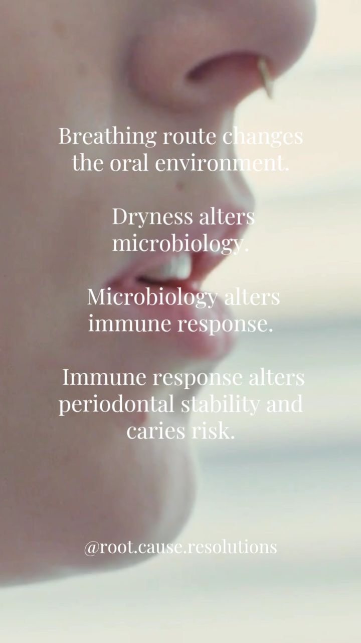 When breathing shifts from nasal to oral, the oral environment changes
⚠️ Less salivary flow
⚠️ More dehydration of the tissues
⚠️ A disrupted microbial balance
These shifts sets off a cascade...
Breathing route ➡️ oral dryness
Dryness ➡️ altered microbiology
Microbiology ➡️ immune dysregulation
Immune response ➡️ periodontal instability & increased caries risk
‼️ This is why airway and breathing patterns are part of modern risk assessment in dentistry.
The mouth doesn’t function in isolation from the airway.
If we want long-term stability, we have to look at airway health.
#dentistry #airwaymanagement #tonguetie #sleep #rdh