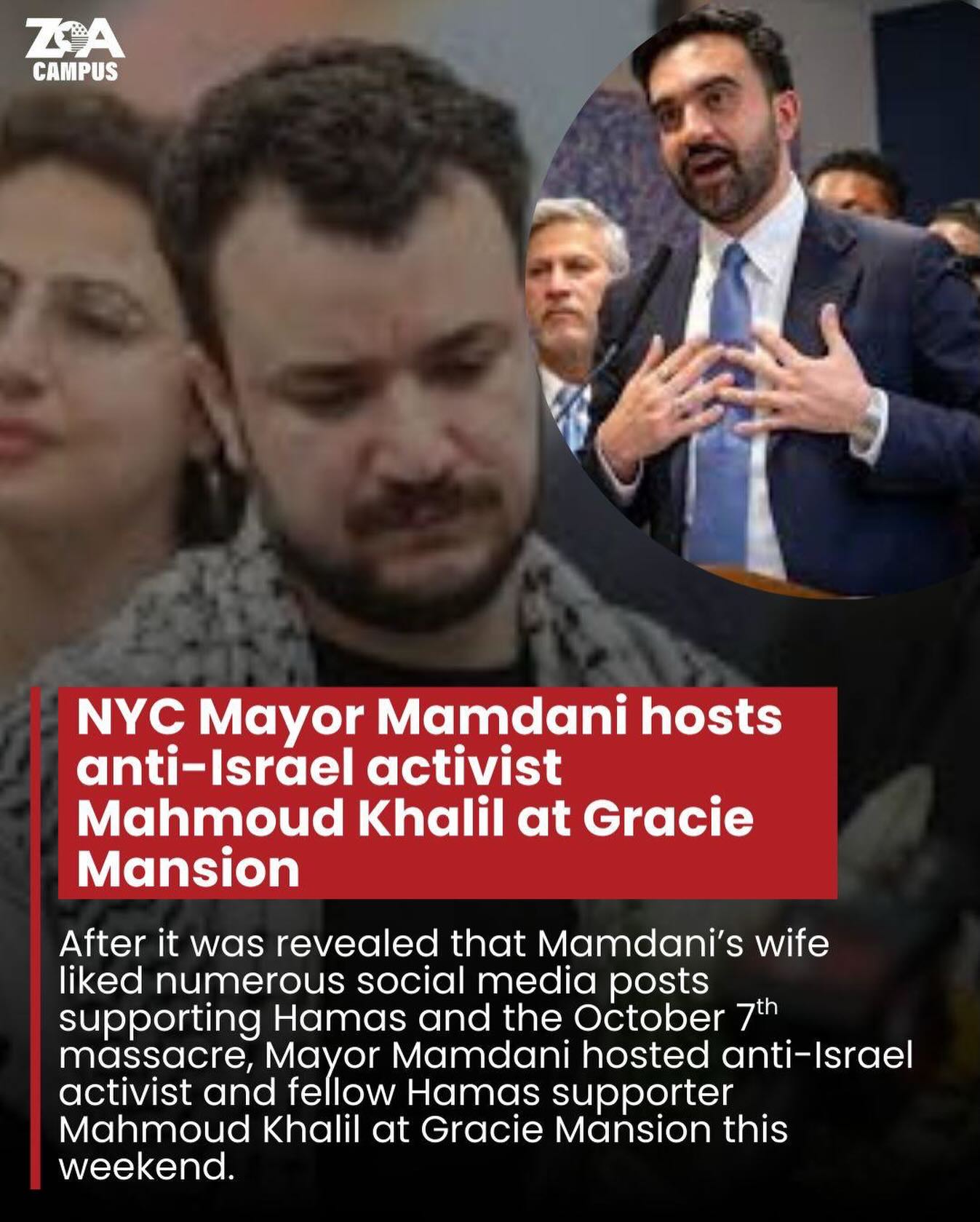 This past weekend, NYC Mayor Mamdani hosted anti-Israel Hamas supporter Mahmoud Khalil at Gracie Mansion. New York City has the largest Jewish population outside Israel, this symbolic gesture makes it clear where Mayor Mamdani stands.