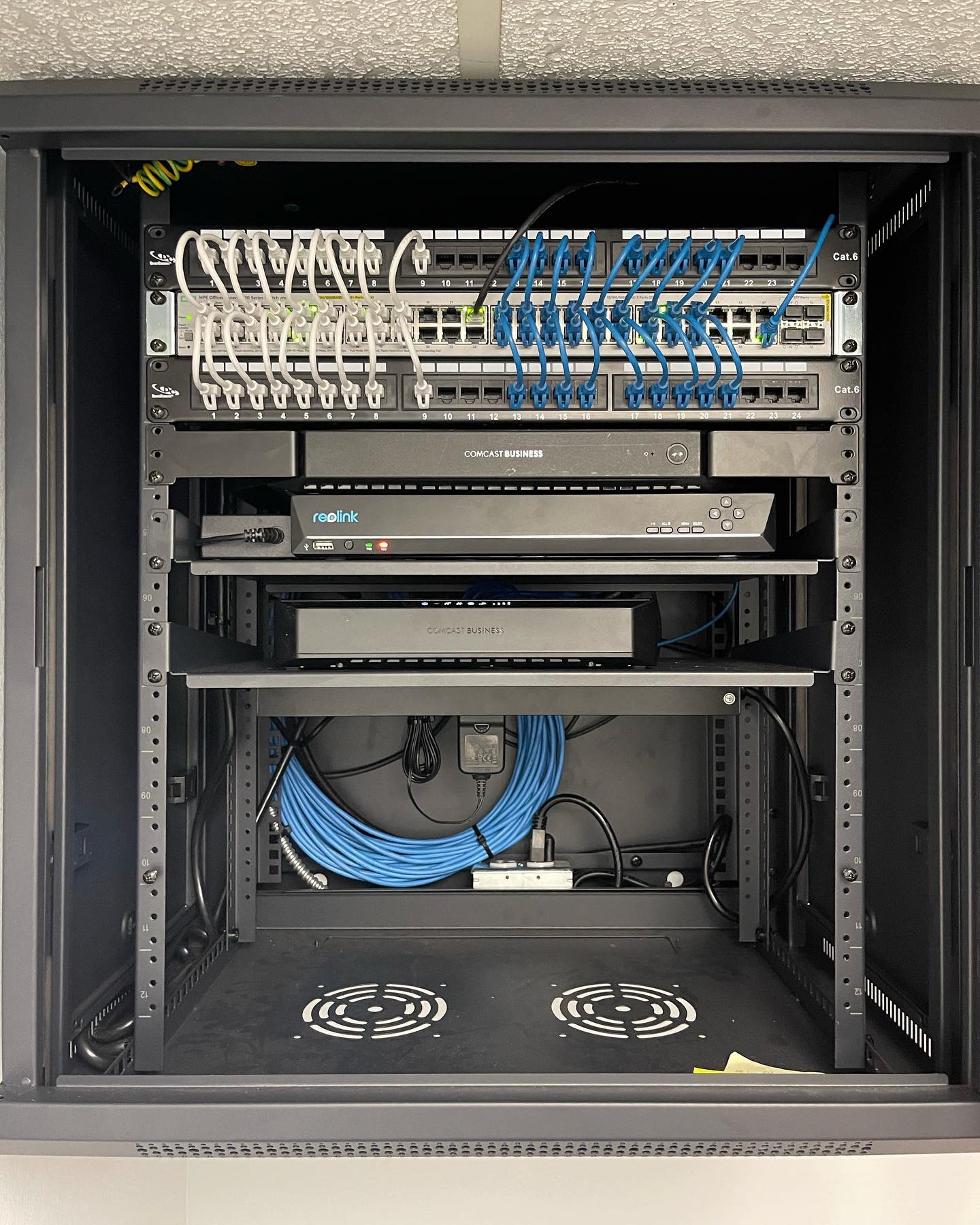 Office cabling and rack install.