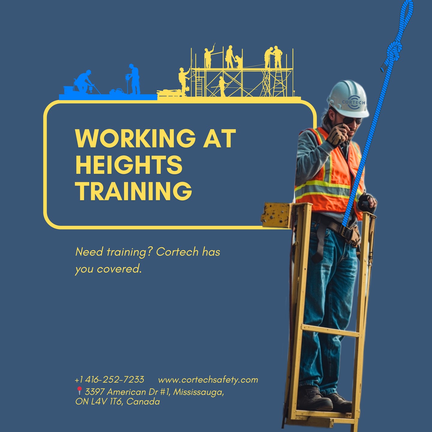🔛 New season, fresh safety mindset.
If it’s been a while since your last Working at Heights training, now is a great time to refresh your knowledge and ensure your team is prepared.
At Cortech, we provide practical training that helps workers stay safe when working above ground.
#WorkingAtHeights #ConstructionSafety #SafetyTraining #Torontoconstructions #Cortech