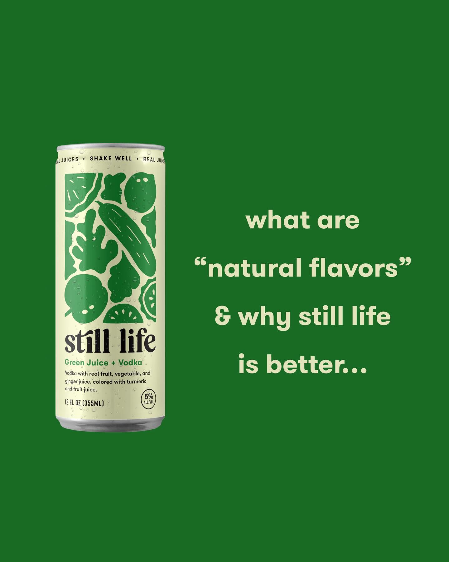 Nearly all spiked cans are using hidden ingredients filled with additives. We wanted a drink we could feel good about.
That’s why we made still life:
Zero added flavors or sweeteners.
Real fruit and vegetable juices.
Premium spirits.
No junk, just better
Try Still Life, store locator in bio! 💦🥒