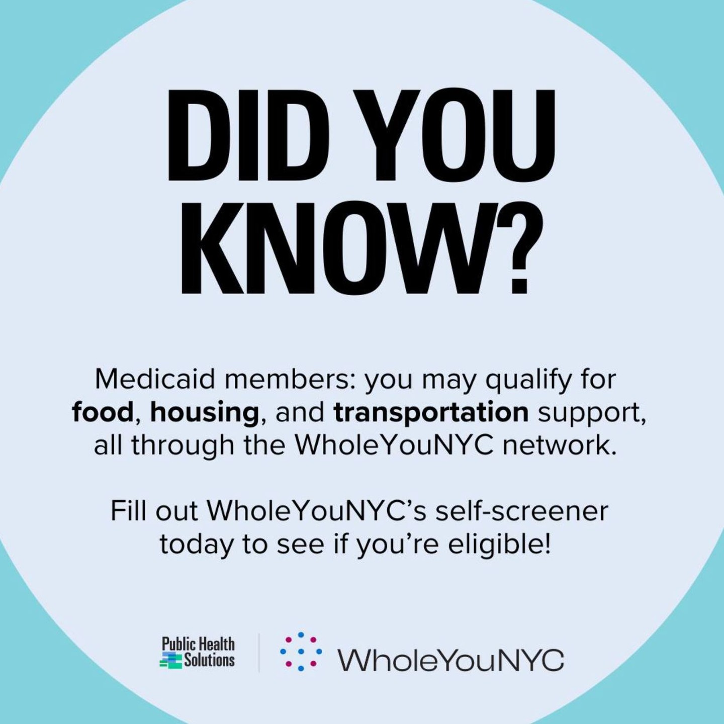 Did you know we’re part of the @wearephsny WholeYouNYC network? We can help Brooklyn, Queens, and Manhattan-based Medicaid members connect with benefits like food, transportation, and housing support.
Use the self-screener: https://bit.ly/wynycfindservices
Or call for assistance: 888-755-5045