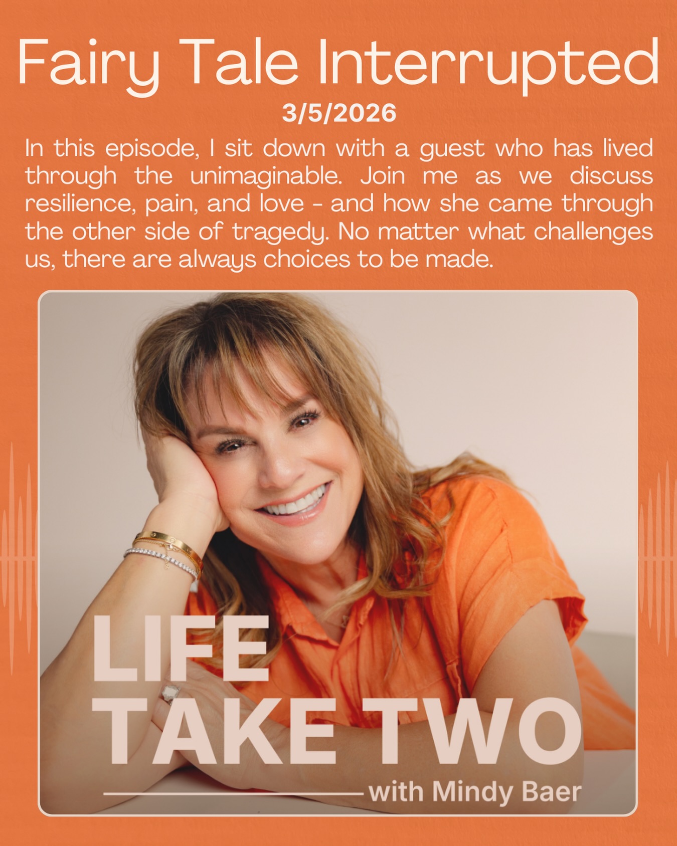 “Fairy Tale Interrupted” is live on Life Take Two 🎙️
A conversation about the moments that change everything.
In this episode of Life Take Two, I sit down with @betterwithbetsy to talk about the kind of life experience none of us plans for, the kind that reshapes how you see love, resilience, and the path forward.
Betsy shares her story with honesty and courage, and together we explore what it means to keep going when life takes a turn you never expected.
Some conversations remind us that while we can’t control what happens to us, we do have a say in what comes next.
If you’ve ever had to rebuild, rethink your story, or find strength you didn’t know you had, this one will stay with you.
🎧 Listen now on Apple Podcasts, Spotify, or at the link in bio.
#LifeTakeTwoPodcast #MindyBaer #MidlifeStories #Resilience #LifeAfterLoss LifeTakeTwo