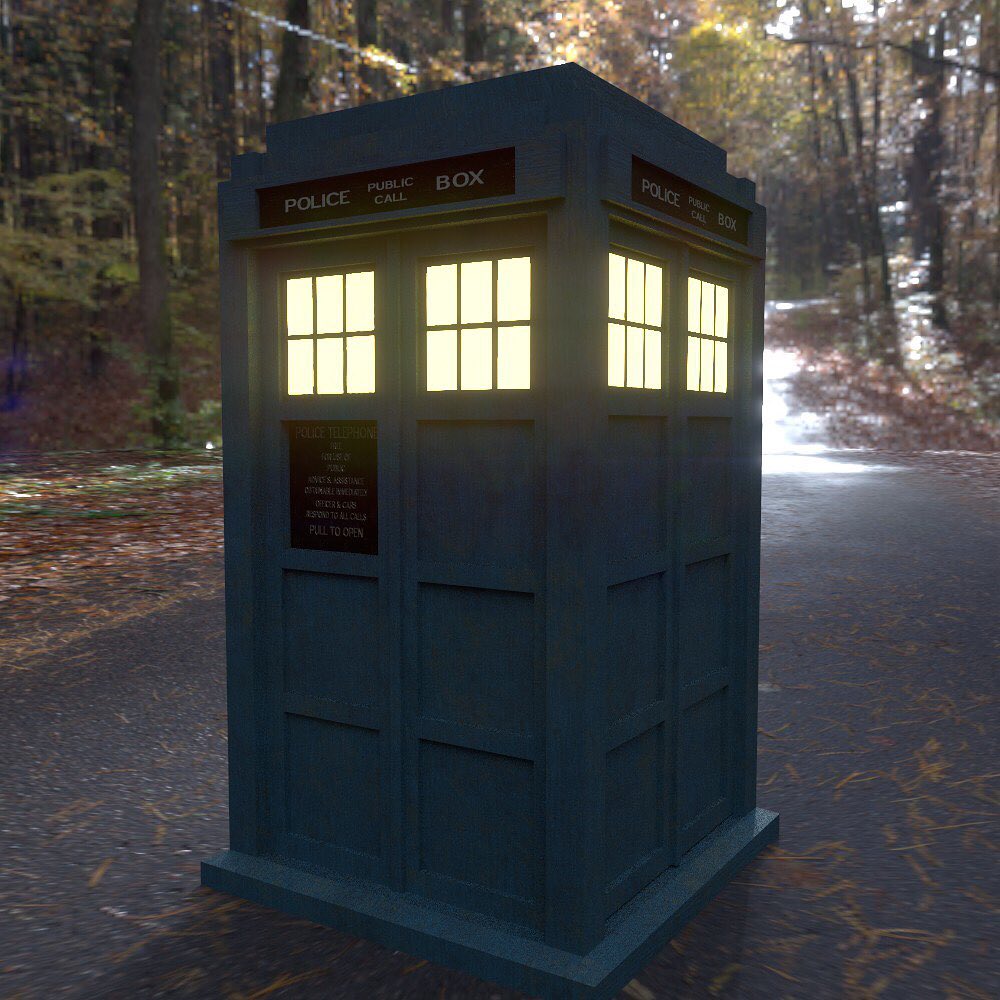 Currently working a Tardis model, based on the exterior of Jodie Whittaker’s Tardis from seasons 11/12. Still need to do the lamp on top, the door handles, mess with the textures to make it look a bit more realistic and some general tidy up #doctorwho #tardis #13thdoctor #3dmodeling #3dart