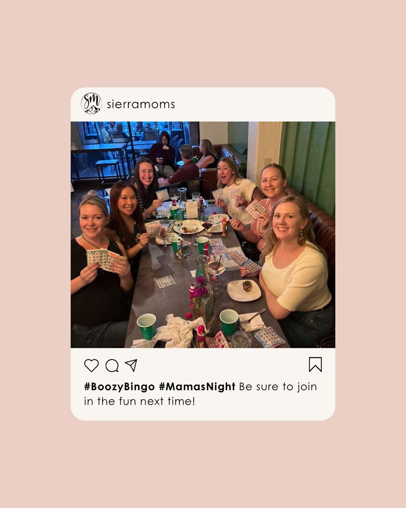 A little bingo, a few drinks, and a lot of laughter 🍷✨
Nights like these are a reminder that moms deserve fun too. If you’ve been thinking about joining one of our events, this is your sign 💕 We’d love to see you at the next one.