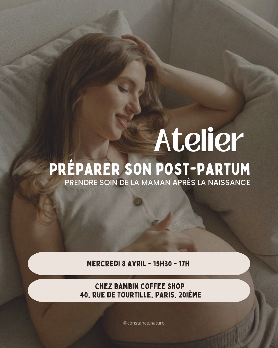 ✨ À vos inscriptions !
Je suis ravie de vous proposer un atelier spécial post-partum chez Bambin Coffee Shop 🤍
On prépare beaucoup l’accouchement, l’arrivée du bébé, la chambre, la valise de maternité…
Mais le post-partum, lui, est souvent le grand oublié.
Pourtant, cette période peut être aussi magnifique que bouleversante : fatigue intense, montagnes russes hormonales, émotions fortes, récupération du corps, nouveau rythme avec bébé....
Cet atelier se veut un moment d’échange, de transmission et de bienveillance, où chaque femme peut se sentir libre de poser ses questions et de partager son expérience.
Que vous soyez enceinte ou jeune maman, cet atelier est pensé pour vous aider à préparer votre cocon post-naissance et pouvoir le vivre avec plus de douceur, de soutien et de sérénité
📍 Lieu : Bambin Coffee Shop
📅 Date : 8 avril
⏰ Horaires : 15h30 – 17h
⚠️ Seulement 8 places afin de préserver un moment intime et favoriser les échanges.
💌 Réservation :
→ en message privé
→ ou par mail : senechal.constance2@gmail.com
J’ai hâte de vous rencontrer et de partager ce moment avec vous 🌸