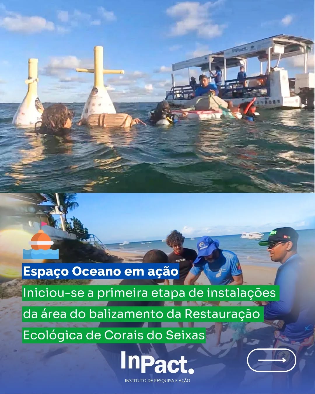 Faina concluída com sucesso! 🌊⚓
Iniciou-se a instalação do balizamento da área de Uso Restrito no recife do Seixas, em João Pessoa/PB, onde encontram-se viveiros para promover a Restauração Ecológica de Corais. Esta delimitação é fundamental para mitigar impactos e garantir mais segurança para a biodiversidade marinha. O balizamento integra o Plano de Ação Emergencial (PAE) da Área de Proteção Ambiental Naufrágio Queimado (APANQ), que embora provisório, foi elaborado com o objetivo de orientar ações imediatas de ordenamento, proteção e uso sustentável dos recursos naturais desta Unidade de Conservação.
Esta ação foi possível devido ao apoio da comunidade local e de todos os envolvidos @sudemagovpb , @capitania Capitania dos Portos da Paraíba, @soamarpb, Batalhão de busca e salvamento de Cabo Branco, @semaspbgov , instituições que compõem o @espaco oceano: @inpact.org.br , @clubedomergulhojp @personaldaaventura @piscininha_amor_seixas @marserenojp e @interacaocaiaque caiaque @ryfecaiaques
O balizamento contribui para orientar o tráfego aquaviário, fortalecer as ações de conservação e monitoramento dos corais. Cada passo é importante para devolver vida aos nossos recifes! 🪸💙
#RestauraçãoDeCorais #ConservaçãoMarinha #PontaDoSeixas #JoãoPessoa #Corais ProteçãoDosOceanos
