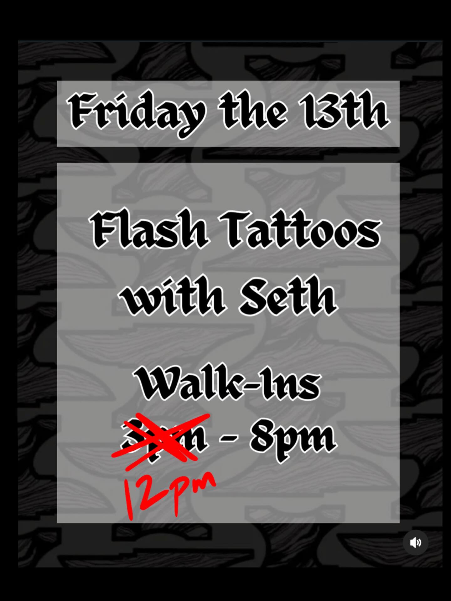 Some call it the luckiest day of the year. We call Friday the 13th flash day. We have @seth_agar_tattoo running flash ALL DAY NOW. Doors open at noon! We’ll see you then.
#tattoos #omahanebraska #omahatattoos #fridaythe13th #flashtatoo