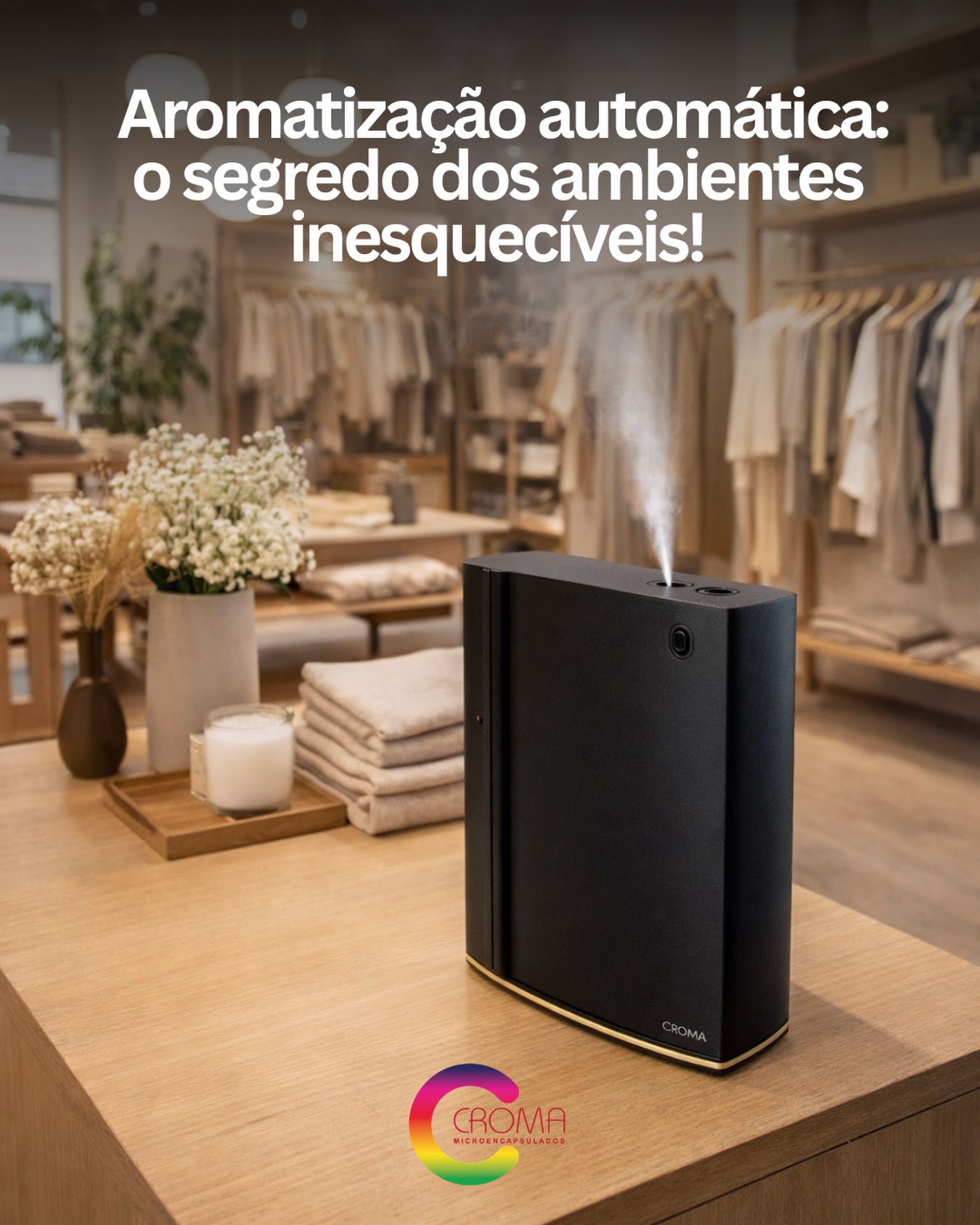 A experiência de um ambiente começa pelo aroma.
Com os difusores automáticos, a aromatização acontece de forma contínua, prática e totalmente controlada — sem excessos e sem preocupação.
💨 O sistema libera fragrâncias em intervalos programados, mantendo o espaço sempre agradável e acolhedor.
👉 Ideal para:
• Lojas e showrooms
• Escritórios e recepções
• Clínicas e consultórios
• Banheiros e áreas comuns
• Ambientes residenciais
Além de perfumar, a aromatização cria identidade sensorial, fortalece marcas e melhora a percepção do espaço por quem entra.
Na Croma, desenvolvemos soluções aromáticas que unem tecnologia, inovação e experiência sensorial.
🌸 Porque ambientes marcantes começam pelo cheiro.