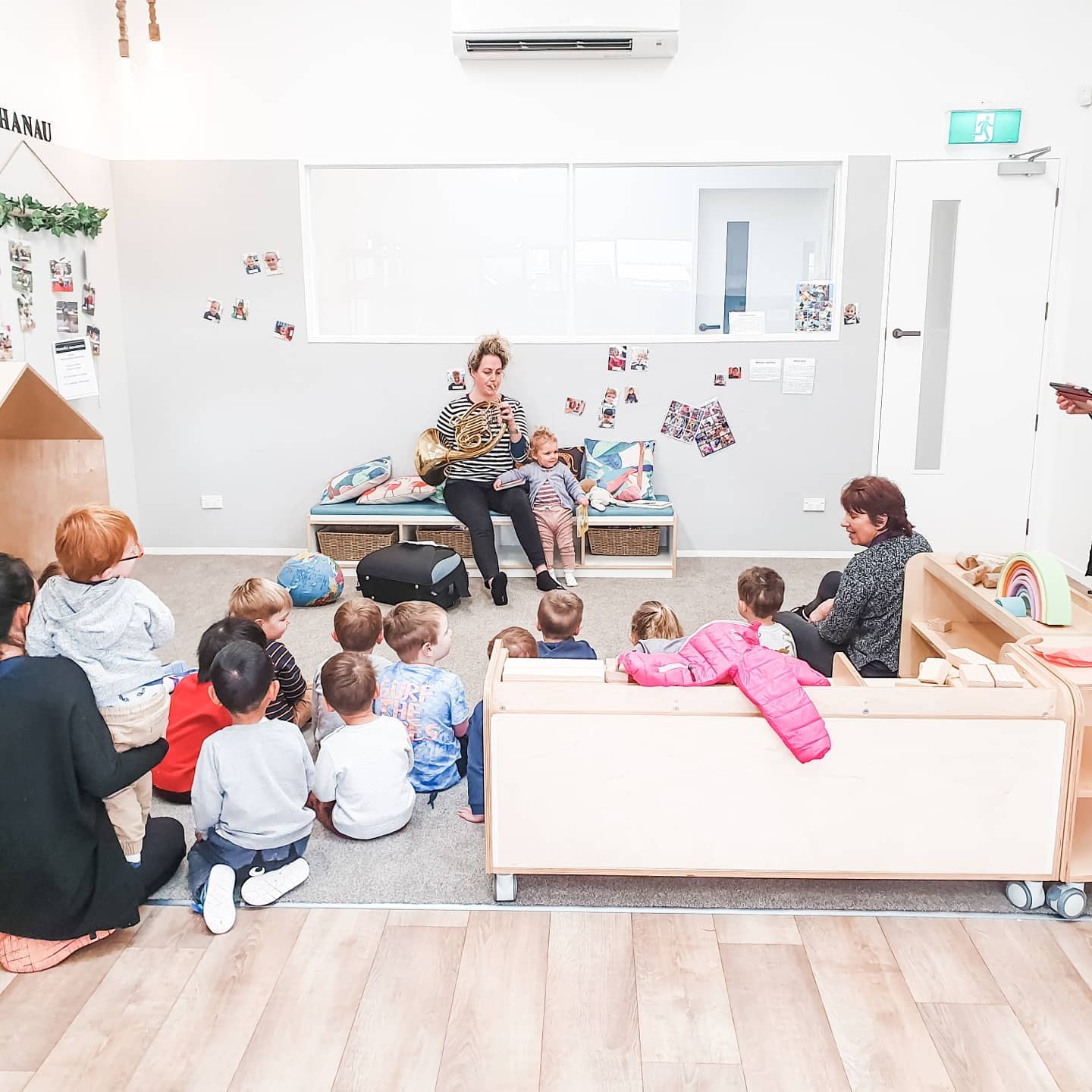 It was wonderful today to have Emma come in and create lovely music with our tamariki playing her french horn. Baby shark even came out! Emma plays professionaly in the Christchurch Symphony Orchestra and her wee daughter attends our nursery, we were very lucky to have her visit. Everyone loved it! #frenchhorn #musicandmovement #cso