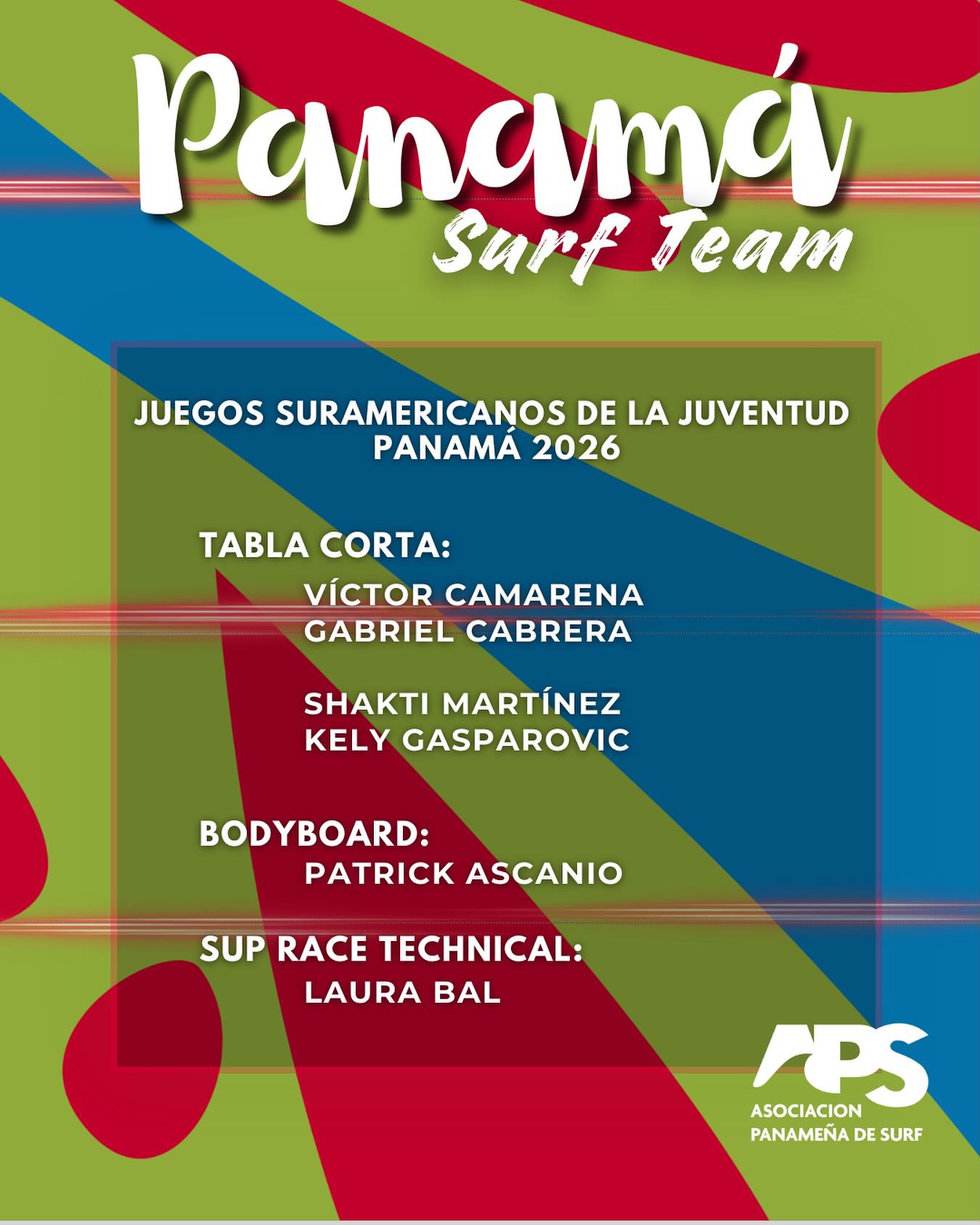 Panamá Surf Team @jsjpanama2026
@surf_aps anuncia oficialmente el equipo nacional que representará a Panamá en los Juegos Suramericanos de la Juventud Panamá 2026.
🏄♂️ Tabla Corta
Víctor Camarena @victorcamarenaa
Gabriel Cabrera @gabosurf_
🏄♀️ Tabla Corta Femenino
Shakti Martínez @shakti.martinez
Kely Gasparovic @kely_gasparovic
🌊 Bodyboard
Patrick Ascanio
🏄♀️ SUP Race Técnico
Laura Bal @lauraabll
Este equipo fue seleccionado mediante el sistema de escogencia basado en la fórmula de los 4 pilares, implementada con éxito por la APS desde 2024, que evalúa el desempeño técnico, competitivo, físico y actitudinal de los atletas.
Los Juegos Suramericanos de la Juventud Panamá 2026 reunirán a los mejores atletas juveniles de Suramérica, y el surf panameño tendrá el honor de competir en casa, representando al país con talento, disciplina y orgullo.
👏 ¡Felicitaciones equipo!
Seguimos trabajando por el desarrollo del surf panameño y las nuevas generaciones de atletas.
@pandeportes
@colimpicopanama
@surfeapanama