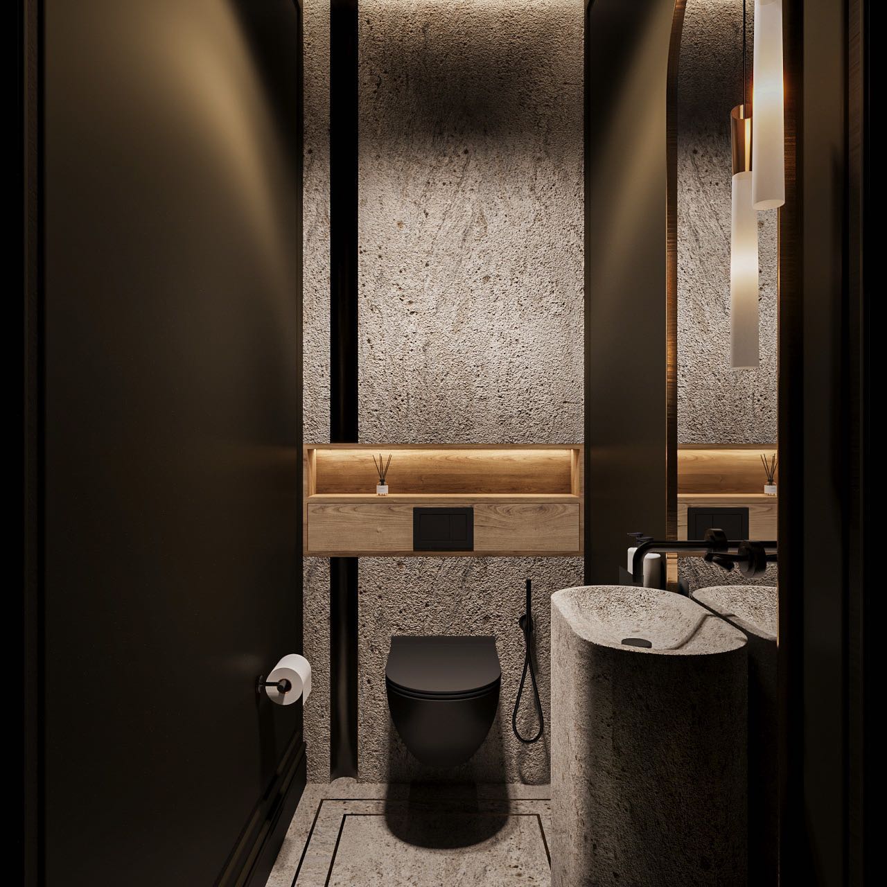 • • • OSTRICH STUDIO• • •
POWDER ROOM
Design of a convertible studio in Den Haag, inspired by ostriches and the harmonious contrast of their feathers.
Natural materials and color palette perfectly balanced in modern classic contemporary style reflect our client’s strong spirit and gentle soul.
#emdotstudio #emdot #designstudio #gosiablum
#interior #interiordesign #interieur #wonen #luxury #luxurydesign #interiordesigner #architecture #powderroom #toilet #restroom #homedesign #homesweethome #inspiration #redesign #interieurontwerp #design