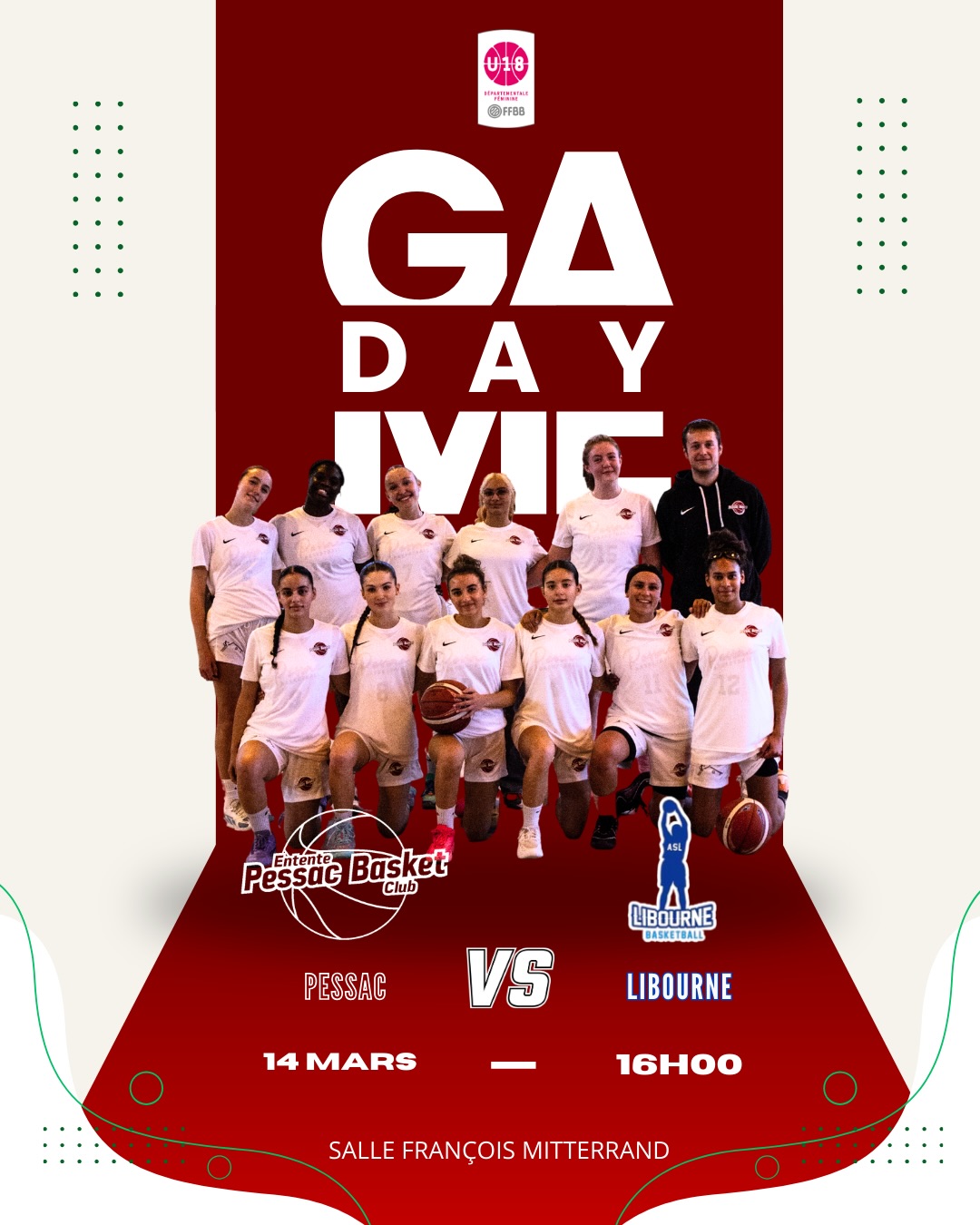 🏆 Week-end de Coupe pour le club !
Plusieurs de nos équipes seront engagées ce week-end en Coupe 33 et en Super Coupe Nouvelle-Aquitaine. Venez nombreux encourager nos joueuses et joueurs ! 💪🔵
📍 À domicile – Samedi 14 mars (Coupe 33)
• ⏰ 16h00 : U18F 🆚 Libourne
• ⏰ 18h00 : U15F 🆚 Le Bouscat
• ⏰ 20h00 : SF3 🆚 Cestas 1
🚍 À l’extérieur – Samedi 14 mars
• ⏰ 17h00 : U18M1 🆚 Bègles (Coupe 33)
• ⏰ 18h30 : SF1 🆚 ACBB (Super Coupe Nouvelle-Aquitaine)
🚍 À l’extérieur – Dimanche 15 mars
• ⏰ 15h00 : SF3 🆚 Pompignac
🔥 On compte sur votre soutien pour pousser toutes nos équipes vers la victoire !