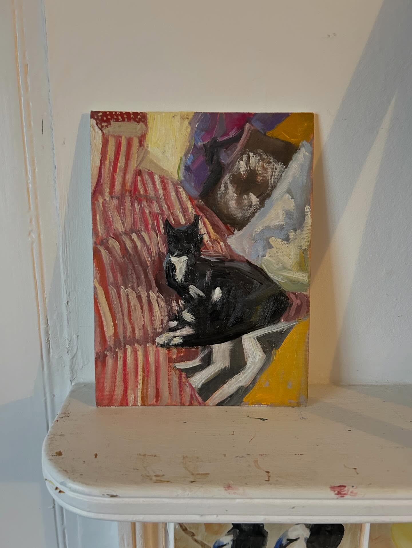 Another little cat painting. A last minute idea and this cat Bear hasn’t got so long to live sadly. Lovely to spend as much time as I can with him.
I am at @aldeburgh_gallery next week from Thursday for a week so please do come and pop in to say. Will be lovely to see you and also introduce you to the wonderful artist Jackie Dommitt who I am sharing the gallery with.
#cats #catpaintings #oilpainter #suffolkartist #artforsale