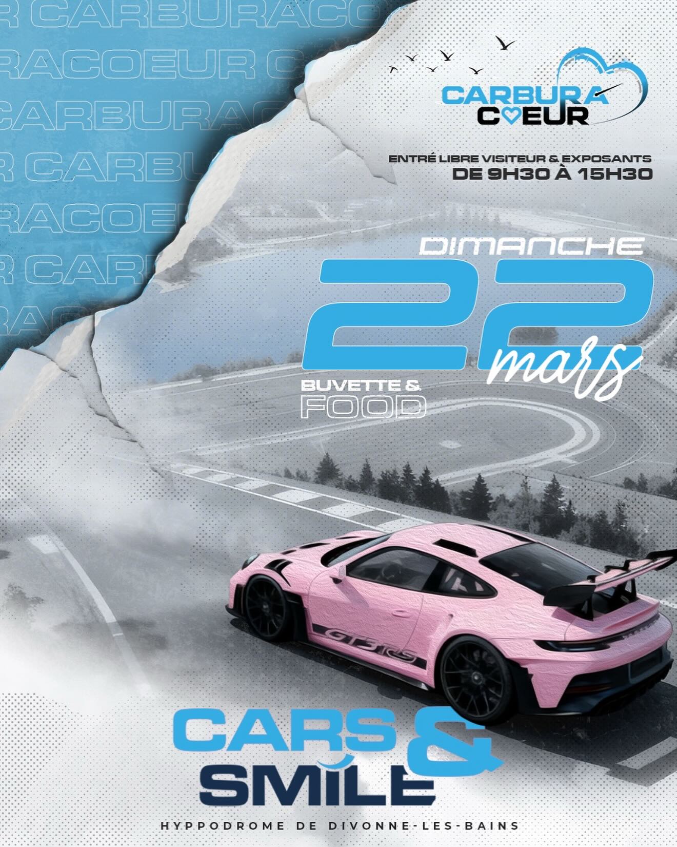 🩵CARS & SMILE DU 22 MARS🩵
Nous avons le plaisir de vous retrouver à l’hippodrome de divonne les bains📍le dimanche 22 mars de 9h30 à 15h30 pour notre événement Cars & Smile.📆
Un grand merci à @hippodrome_de_divonne @villededivonne
Un moment de partage autour de notre passion commune pour l’automobile, dans une ambiance conviviale et solidaire.👏🤝
📢Entrée libre pour les visiteurs et exposants
🍽️Buvette & food sur place
🏎️ Événement statique : les véhicules seront exposés uniquement.
⚠️ Il n’y aura pas de baptêmes passagers.
Comme toujours, cet événement est organisé dans un but caritatif. Votre présence et votre soutien permettent de continuer à aider et à faire vivre ces actions solidaires.🤍
Merci infiniment d’être présent sur nos événements.🤍
⚠️Afin que nous puissions continuer à organiser ce type de manifestation, nous vous demandons de respecter quelques règles essentielles :⚠️
‼️Respecter scrupuleusement le code de la route
‼️Limiter au maximum le bruit (pas de rupteurs, burn, etc.)
‼️Avoir une conduite responsable aux abords et pendant l’événement
‼️Respecter les lieux, les organisateurs et les autres participants
Rappel important :
« La liberté s’arrête quand elle commence à nuire à celle des autres. »
Merci à tous pour votre compréhension, votre respect et votre soutien.🤍🏁
Nous avons hâte de partager ce moment avec vous.
By @baudot_
#rassemblement #passionautomobile #supercar #divonnelesbains