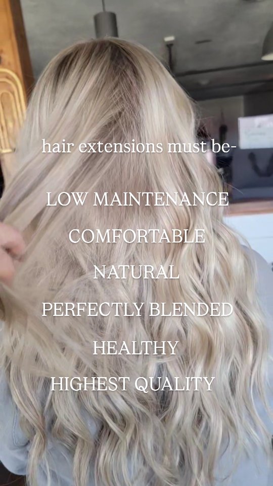 The quality of the hair extensions you have is so important 🙌
It can make or break a few key factors to having great hair extensions -
-if they look like a realistic extension of your natural hair because no one wants to look like they have extensions, they just want longer thicker hair
-making sure they aren't going to be tangly or mat up to your natural hair 😬 sounds horrible, it is, and it can easily happen with hair extensions if they aren't great quality
-maintain the color you need to match your hair, some brands get brassy fast, fade easily, or get muddy looking. High-quality hair extensions are colored with color that lasts, and then we as the artists customize that color to make it fade and change exactly like your natural hair will.
How do I get these high-end hair extensions?
We test brands for up to a year + and create great relationships with smaller, higher quality hair extension brands so we can offer you the best of the best at the most affordable price we can.
Comment 😍 below, and I'll send you a link to schedule a free consultation so you can get these results, too!