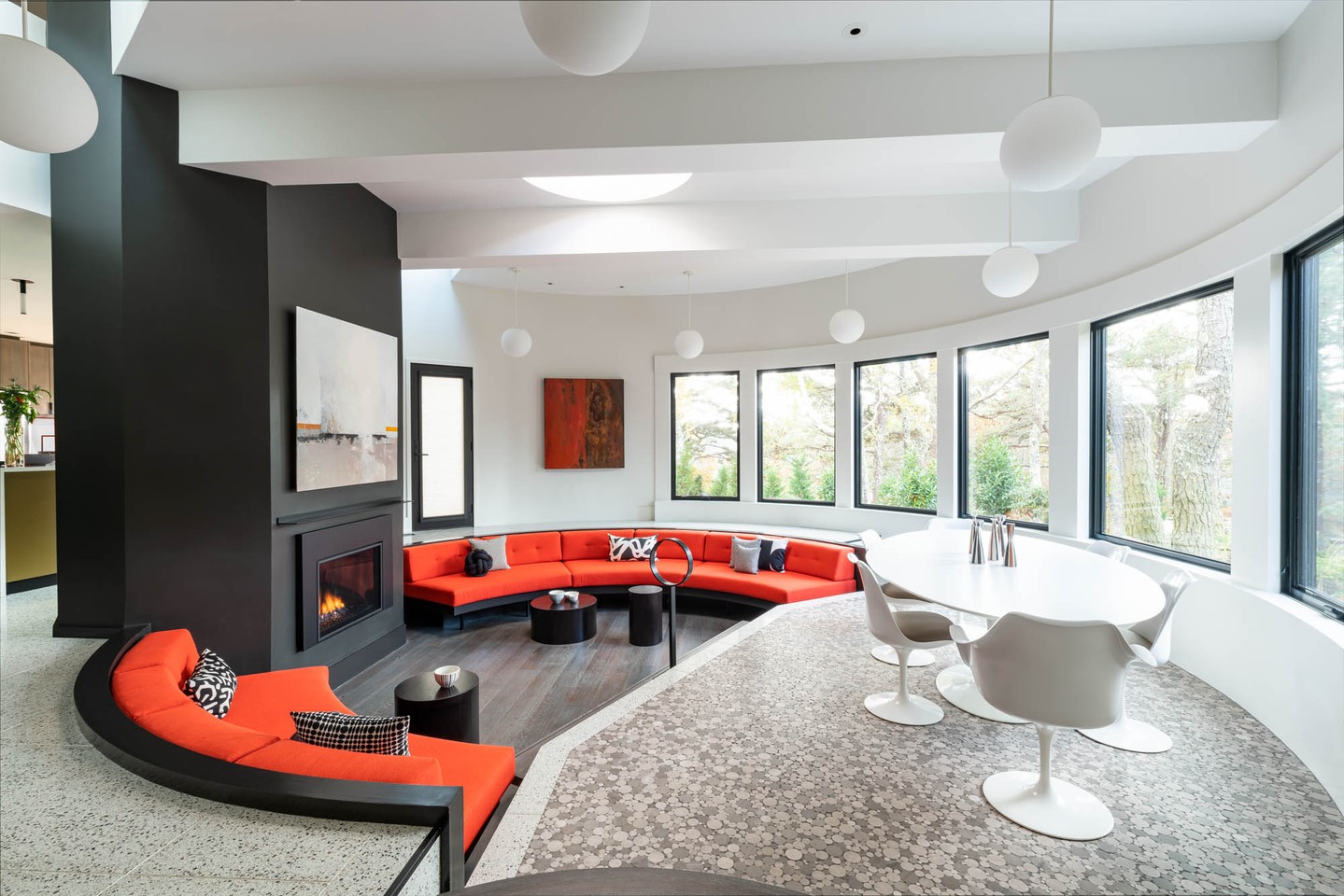 From the bones to the beauty.
This curved living space went from exposed framing to a bright, modern gathering room with custom seating, panoramic windows, and a striking fireplace feature. Seeing a space come to life like this never gets old.
#BeforeAndAfter #CapeAssociates #CustomHomes #Craftsmanship #DesignBuild