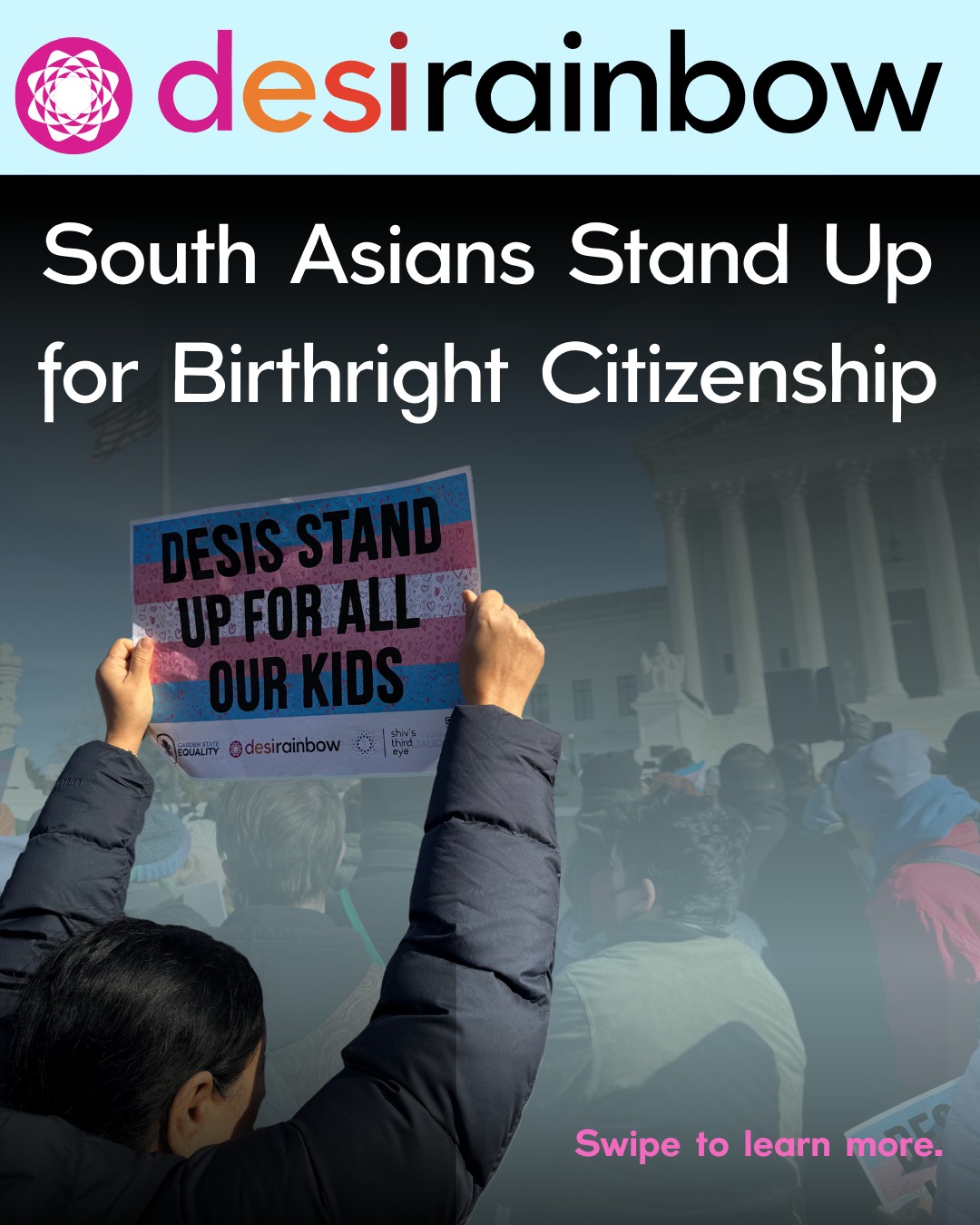 🚨Birthright citizenship is under threat! Birthright citizenship is vital to South Asian communities across the country.
⚖️ Desi Rainbow has joined 30 civil rights and community South Asian organizations, led by South Asian American Justice Collaborative, to file a friend-of-the-court brief challenging the legality of Executive Order No. 14,160, which undermines the constitutional guarantee of birthright citizenship.
Many of our LGBTQ+ children are U.S.-born: ending birthright citizenship would erode their rights and exclude them from the protections available to citizens even as they are facing unprecedented attacks on LGBTQ+ rights at this moment.
🗣️ Interested in getting involved? Join us to rally at the Supreme Court during the hearing in Washington DC: https://tinyurl.com/DesiRainbowBirthright
🥰 Join us in creating a more affirming world for LGBTQIA+ Desis www.desirainbow.org/membership.org