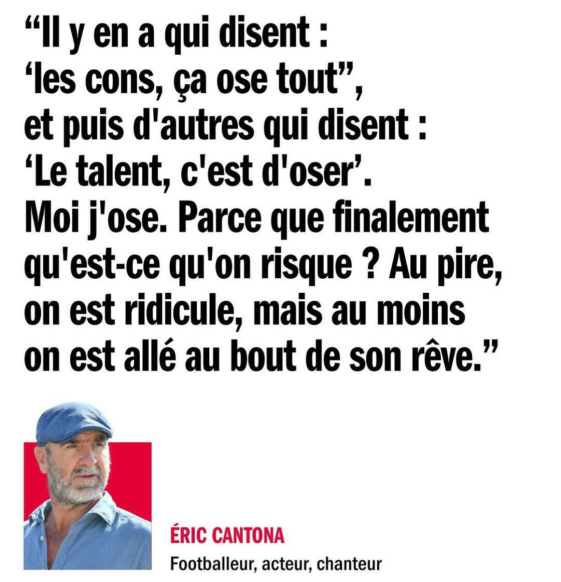 Il y a ceux qui commentent.
Et ceux qui osent.
La citation d’Éric Cantona dit qu’oser peut parfois nous rendre ridicules… mais au moins nous allons au bout de nos convictions.
Se présenter à la Municipalité d’Orbe, c’est exactement cela : accepter de s’exposer, de défendre ses idées et de s’engager pour sa commune.
Moi, j’ai choisi d’oser.
Pour Orbe.
🗳️ VOTEZ Liste #4 – Michel Grand à la Municipalité
#MichelGrand
#Liste4
#Orbe
#Leadership
Gestion
Entrepreneur
PolitiqueLocale
ChangerOrbe
Experience
OrbeEnMarche
remettonsorbeenmarche