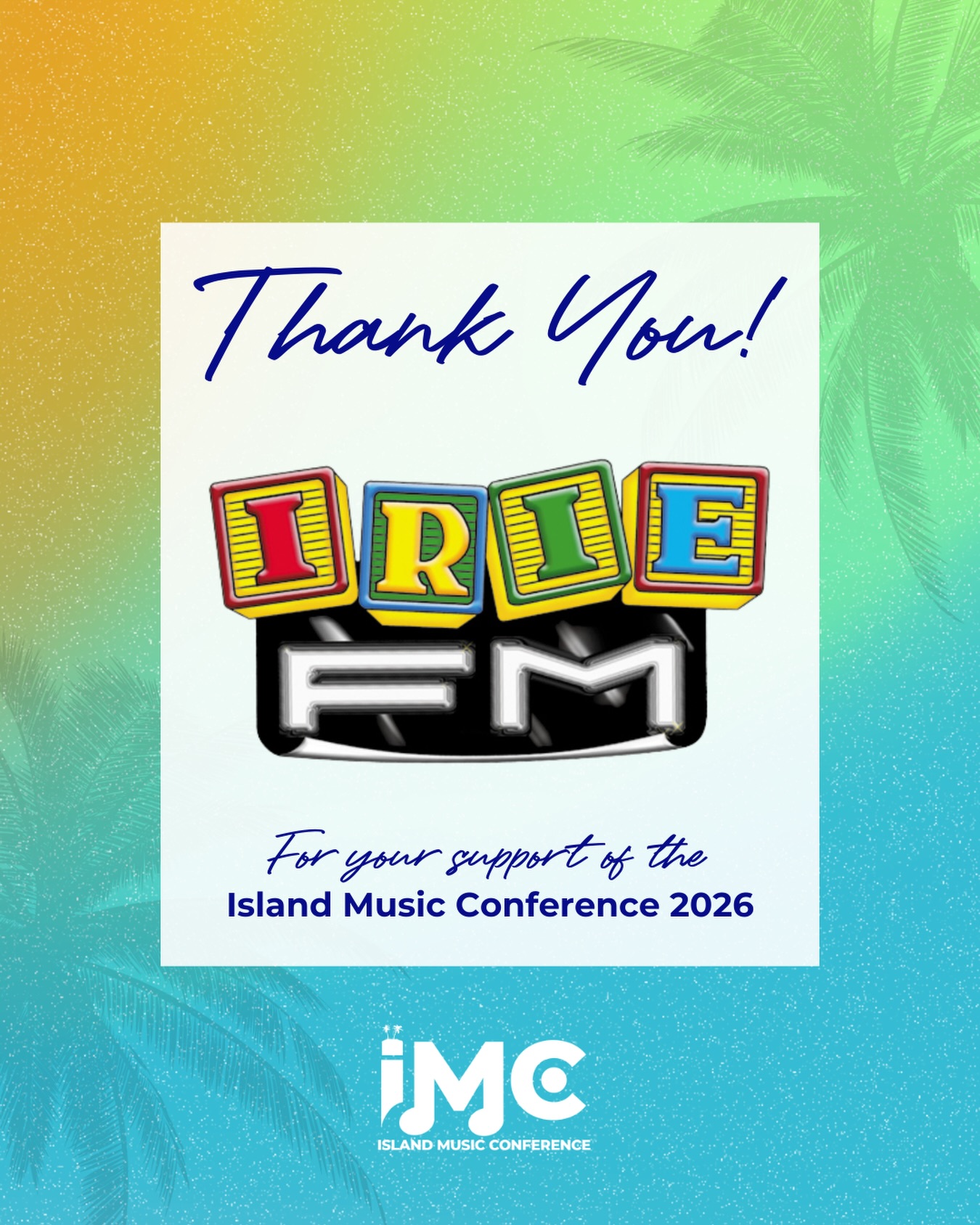 @iriefmofficial was a proud media partner of Island Music Conference 2026.
Through their continued support of Jamaican music and culture, IRIE FM helped amplify the conversations, talent, and moments that shaped this year’s conference.
We’re grateful for their partnership and commitment to platforms that move the music industry forward.
#IslandMusicConference #IMC2026 #IrieFM #MediaPartner