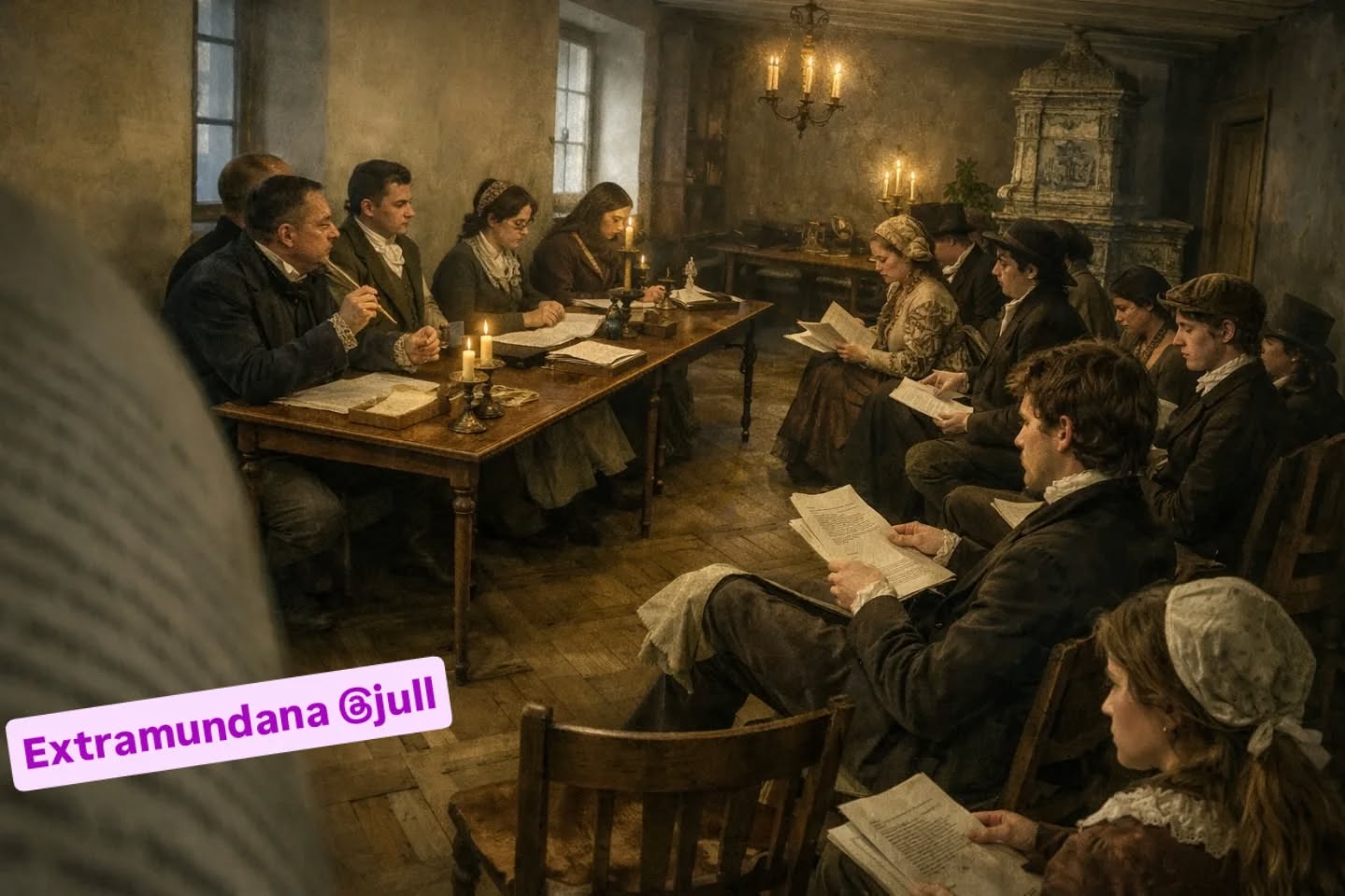 Heute geht es um Texte von Robin und Bigna, die Ausschnitte aus ihren aktuellen Projekten der Extramundana-Gruppe vorstellen. Robin schreibt zu seinem Text: "Der Name dieses Buches lautet ‘Blight Company’ Der Charakter, um den es in diesem Kapitel geht, heisst Io Cain. Cain ist ein Kriegswaise in einem Königreich namens Carvetes, das sich an diesem Punkt der Geschichte seit gut 200 Jahren mit 2 anderen Königreichen, Urien und Ordon, im Krieg befindet. Der Krieg startete mit Schild, Schwert und Magie. Hat sich aber in den letzten Jahrzehnten zu einem Stellungskrieg mit Artillerie und Feuerwaffen (und immer noch Magie)."
Und Bigna schreibt: «Verbotene Liebe» ähnelt in Stil, Schema und Struktur der Fantasyreihe Warrior Cats, denn auch hier handelt es sich um vier Clans, deren Mitglieder bestimmte Positionen und Aufgaben in der Gruppe haben (Anführer:in, Zweite:r Anführer:in, Krieger:innen, Schüler:innen usw.). In meiner Erzählung sind die Figuren jedoch Hunde verschiedener Rassen und tragen italienische Ortsnamen. Der Fokus liegt hier auf dem WestClan. Und noch etwas Kontextinfo zu den vorherigen Kapiteln:
Auf der Mittagspatrouille wird Facciù, Schülerin eines Kriegers, von einer Wildsau angegriffen und erleidet dabei einen Schienbeinbruch. Zurück im Lager wird sie von der Heilerin Lavagna versorgt und wird sich dort längere Zeit aufhalten müssen, damit ihr Bein wieder verheilt. An demselben Tag auf der Abendpatrouille geraten fünf WestClan-Krieger in einen Kampf gegen acht Krieger des SüdClans, die in das Territorium des WestClans eingedrungen sind.
Beide Texte ziehen eine hochengagierte, sehr differenzierte Diskussion nach sich, geführt von den beiden JULL-Schreibcoaches Gion Mathias Cavelty und Stefan Bachmann. Cristina und Tamara sind auch auf dem Podium als "Experinnen", die den schon im Vornherein gelelesen haben. Die über 20 Extramundana-Schreibenden im Publikum hören und lesen die beiden Ausschnitte zum ersten Mal.
JullProjekt 262 - #EXTRAMNUNDANA 2.0 Offene Schreibgruppe. JULL goes Fantasy. Nationale Schreibgruppe. Schreibcoaches: Stefan Bachmann, Bettina Bellmont, Gion Mathias Cavelty, Jyoti Guptara. Illustration: JULL/ChatGPT