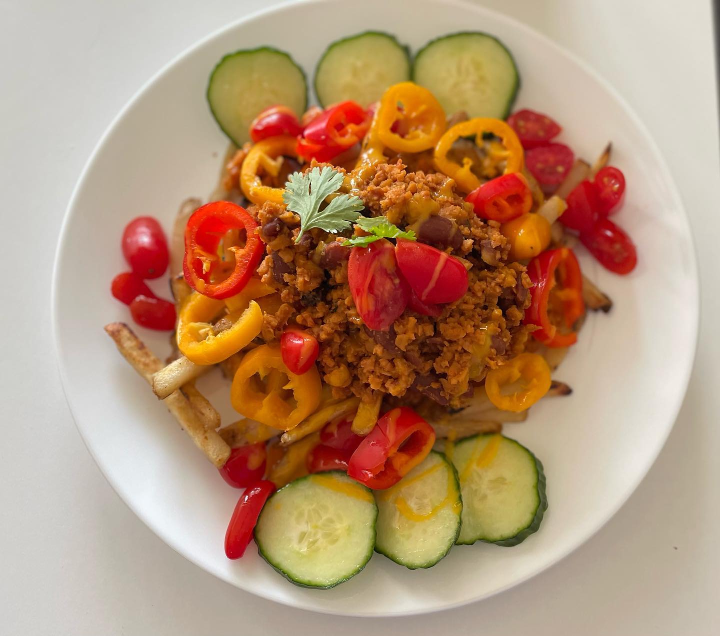 Vegan Supreme Fries!! Yum! Cravings Satisfied 👌🏽