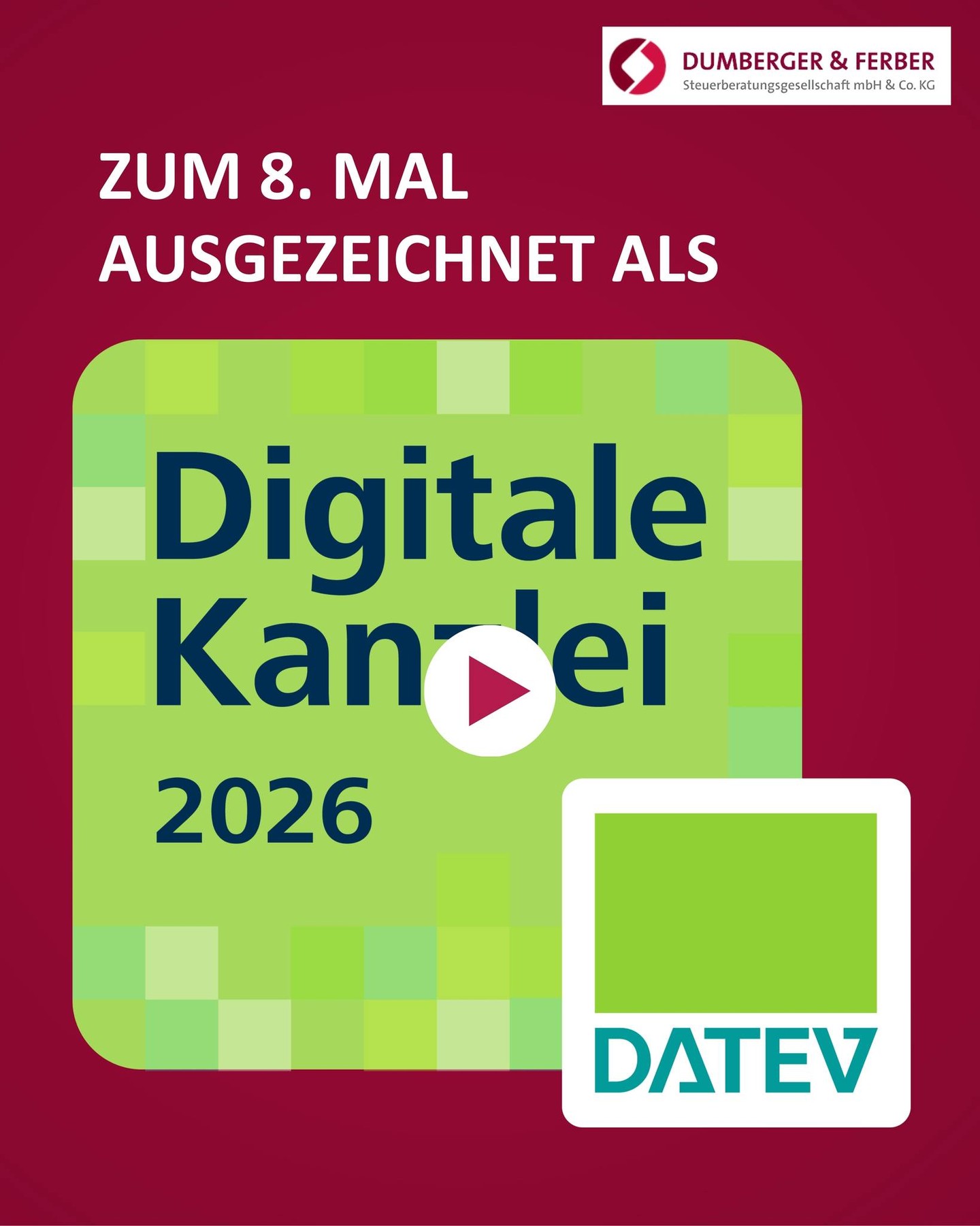 8 Auszeichnungen in Folge. ✅
Digital mit Brief und Siegel: Wir freuen uns, dass unser Softwarepartner @dateveg uns auch in diesem Jahr mit dem Digitale Kanzlei Label ausgezeichnet hat.
Damit gehören wir zu den wenigen Kanzleien, die das Siegel seit 2019 – also seit Einführung der Auszeichnung – jedes Jahr erhalten haben.
Was viele nicht wissen, ist, dass die Kriterien jährlich weiterentwickelt und deutlich verschärft werden. Prozesse, Digitalisierungsgrad, Zusammenarbeit mit Mandanten: Alles wird durchleuchtet.
Für uns ist dieses Siegel kein Selbstzweck und kein Marketing-Label. Es ist ein Gradmesser.
Ein Gradmesser dafür, dass wir unsere internen Abläufe konsequent weiterentwickeln.
Dass wir digitale Prozesse nicht nur einführen, sondern auch leben.
Und dass wir gemeinsam mit unseren Mandanten effizienter, transparenter und zukunftsorientierter arbeiten.
Acht Jahre in Folge ausgezeichnet zu werden ist für uns ein aussagekräftiger Indikator für kontinuierliche Weiterentwicklung.
Und genau das ist unser Anspruch.
#DumbergerFerber #datev #digitalekanzlei #label #digitalisierung #steuerberatung