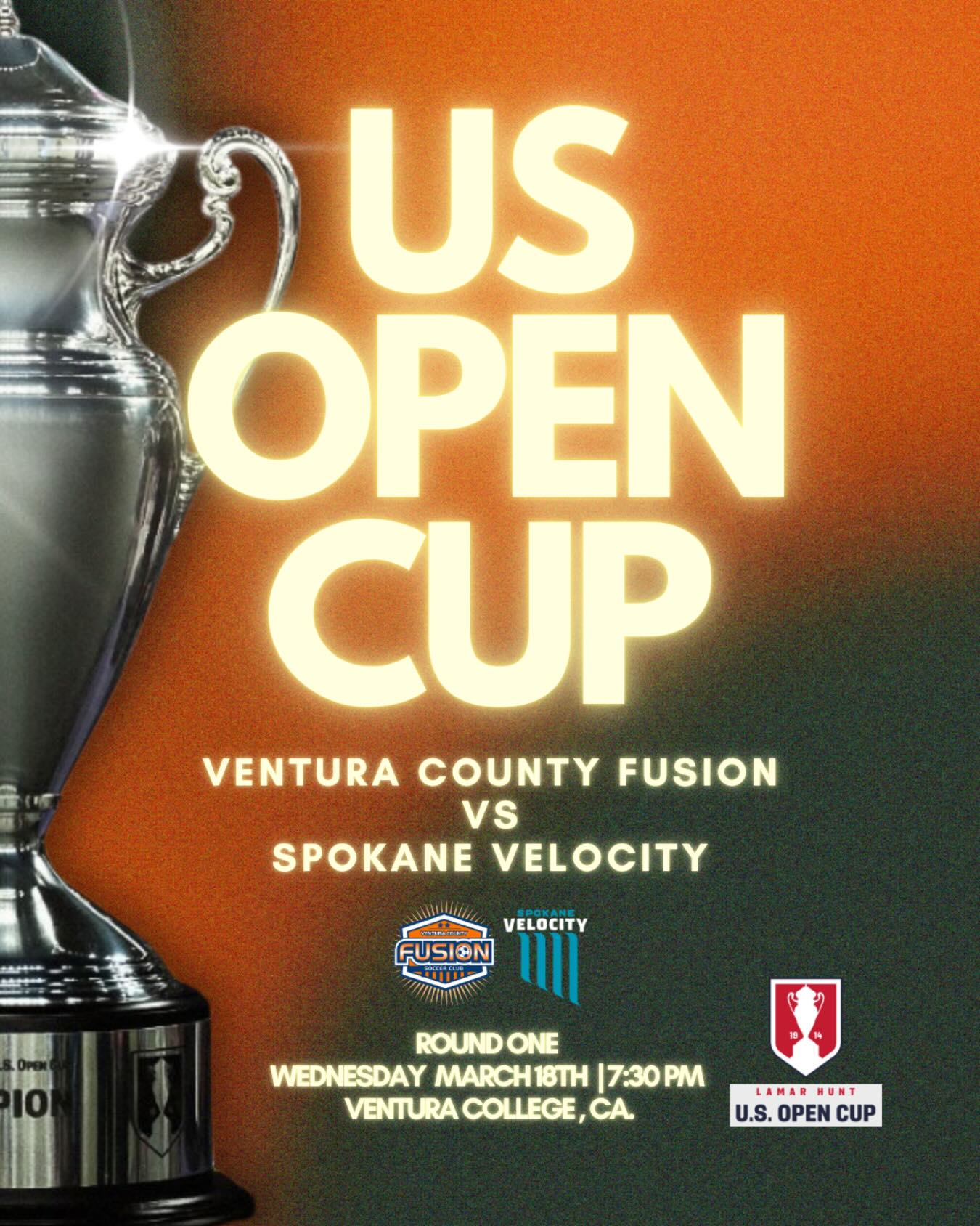 This Wednesday!
U.S. Open Cup – Round 1
VC Fusion host USL League One side Spokane Velocity
📅 March 18
📍 Ventura, CA