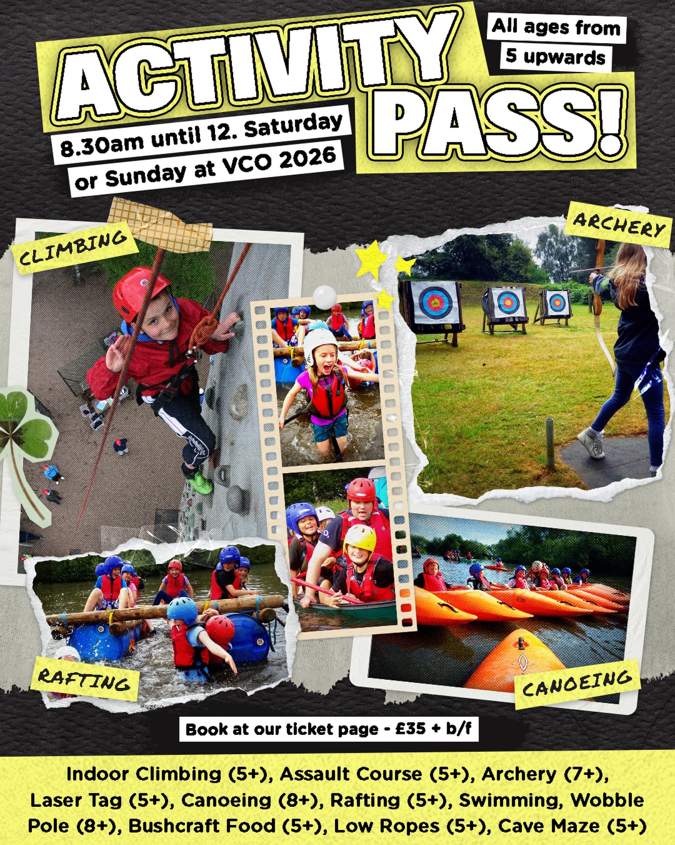 Buy our on-site activity pass from our ticket page (link in bio) 🧗🏽♀️🏊🏾♀️🏹 - Limited quantity available!