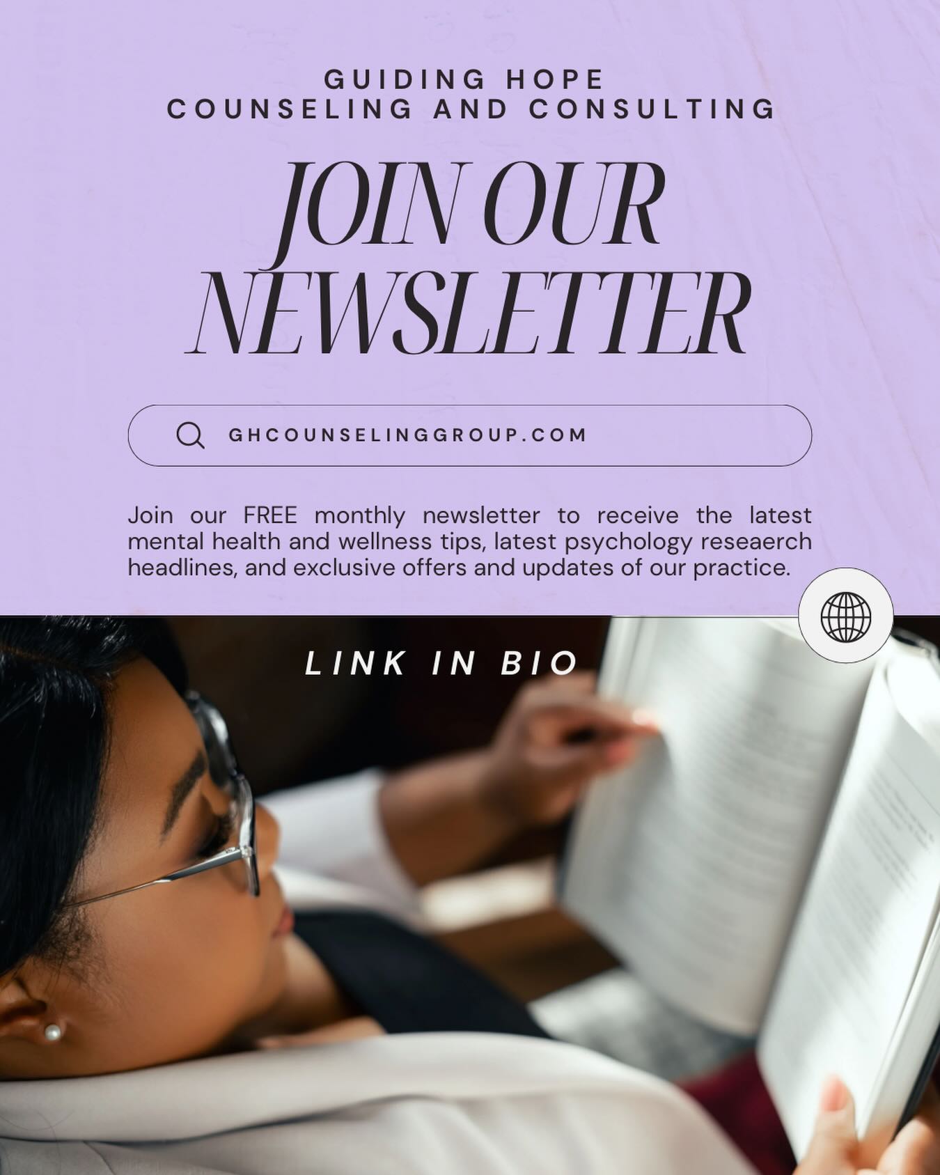 We’re excited to introduce something new from the Guiding Hope Counseling & Consulting team — our free monthly mental wellness newsletter.
Each week, we’ll share:
✔ Evidence-based mental health education
✔ Practical tools for managing anxiety, stress, and emotional overwhelm
✔ Insights on trauma healing and perinatal/postpartum mental health
✔ Updates from our clinical team
Our goal is simple: to make high-quality mental health information accessible and supportive for our community.
Our first issue dives into high-functioning anxiety in high-achieving women and what actually helps.
If you enjoy learning about mental health in ways that are practical, relatable, and evidence-based, we’d love for you to join our community.
✨ Subscribe today through our website — link in bio.
— The Guiding Hope Counseling & Consulting Team