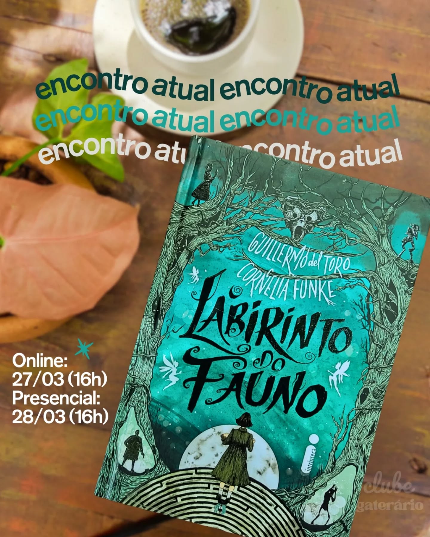 🐱
Olá, leitores!
Neste mês de março faremos a leitura de O labirinto do Fauno, de Guillermo del Toro e Cornelia Funke.
Os dois se uniram para narrar a jornada de Ofélia pelo Reino dos Homens e pelo Reino Subterrâneo na Espanha de 1944.
Nosso clube agora funciona de forma híbrida:
Encontro online: última sexta-feira do mês às 16h (o link é enviado por e-mail aos inscritos e também compartilhado no grupo do WhatsApp) .
Encontro presencial: último sábado do mês, às 16h (o local é informado por e-mail aos inscritos).
Esperamos vocês! 😸