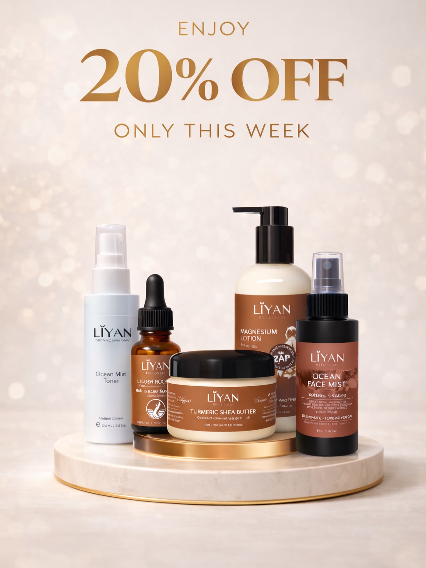 20% OFF the new Liyan Wellness collection. 🛍️✨
We’re still buzzing from launch day and we want everyone to join the wellness revolution. Snag your launch favorites for 20% OFF this week only!
Don’t wait—the favorites are already moving fast. 💨
🔗 Shop the link in our bio!
#glowup #wellness #sale #launch #skincare
