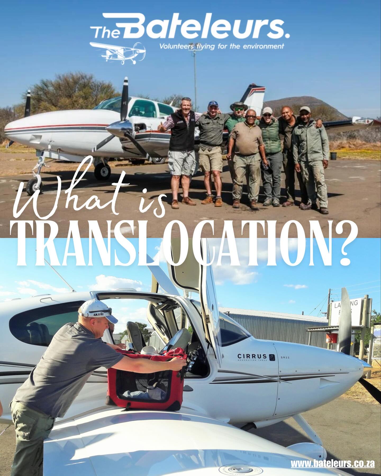 Imagine having to move a wild animal hundreds of kilometres to give it a better chance of survival.
That is wildlife translocation, one of the most complex operations in modern conservation.
Some wildlife translocations involve animals travelling hundreds of kilometres in a single day to reach safer habitats or protected reserves. In southern Africa, these missions have helped rebuild populations of endangered species and restore ecosystems where animals had disappeared.
In certain cases, animals are even transported by air to dramatically reduce travel time and stress, allowing conservation teams to reach remote landscapes that would otherwise take many hours ….or even days to access by road.
Translocation is also an important tool for maintaining genetic diversity. By carefully moving animals between reserves, conservationists can prevent isolated populations from becoming genetically weakened over time.
These missions require extraordinary teamwork between conservation organisations, wildlife veterinarians, reserve managers and volunteer pilots.
Through conservation aviation support, The Bateleurs help make many of these missions possible; assisting conservation teams across southern Africa by providing aircraft, aerial observation and logistical support.
Curious to see what these missions look like in action?
Explore real conservation flights and wildlife stories here: link in the bio
https://www.bateleurs.co.za/missions-and-news.
#WildlifeConservation #ConservationAviation #Translocation #ProtectWildlife #TheBateleurs