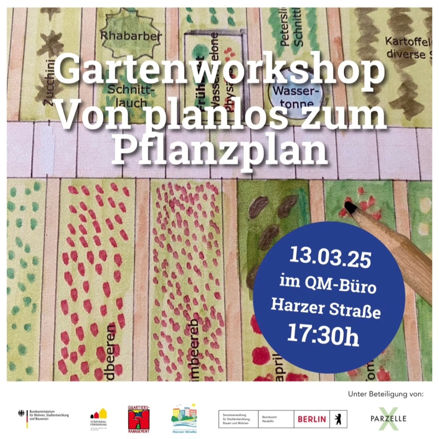📚 Workshop: "Von Planlos zum Pflanzplan"🌿
👉🏻 Du möchtest den Erfolg deines Gemüsegartens, Balkons oder Beetes nicht mehr dem Zufall und der Intuition überlassen?🥕🥬
🔎In diesem Workshop lernst Du, welche Gedanken man sich vorab machen und welche Schritte man gehen kann, um einen richtig guten Pflanzplan fürs Gartenjahr zu erstellen. Egal, ob Du eine Mischkultur planen möchtest oder die Gartensaison und deine vorhandene Beetfläche intensiver nutzen möchtest - Mit Tipps, wichtigen Fragen und kleinen Übungen bringen wir Dich auf den Weg. 😊💚
Dieser Workshop richtet sich an Anfänger*Innen mit Vorkenntnissen im Garten.
Am Donnerstag 13. März von 17:30 - 19:30 Uhr im “Quartiersmanagement Harzer Straße” in der Treptower Straße 23.
Anmeldung per E-Mail an harzacker@parzelle-x.de 😊
#HarzAcker #HarzAckerP25 #HarztalWildeRose #parzellex #pflanzdeinkiez #urbangardening #urbangardeningberlin #communitygardening #gemeinschaftsgarten #urbanfarming #baumscheiben #workshop #partizipation #kleingartenanlage #qmharzerstrasse #stadtnatur #umweltbildung #gesundeernährung #neukölln #harzerkiez #konsumfrei #gruen #senatsverwaltung #berlin