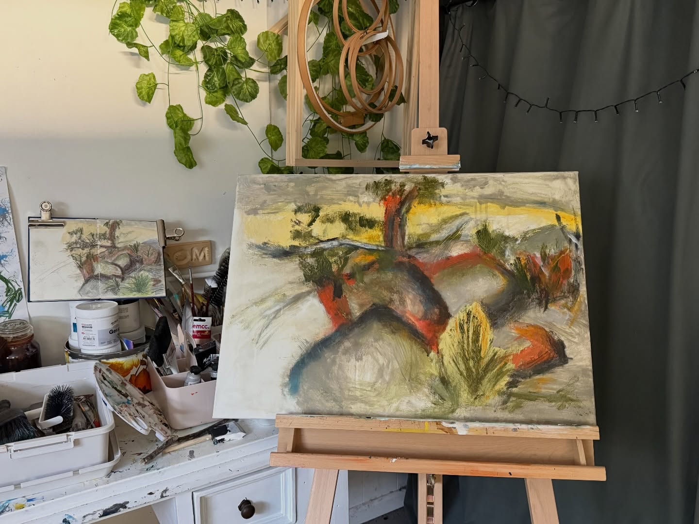 WIP: acrylic on canvas inspired by a sketch made while on Country last August at @the_corridor_project_australia .
Such a special place & time of rest for me.