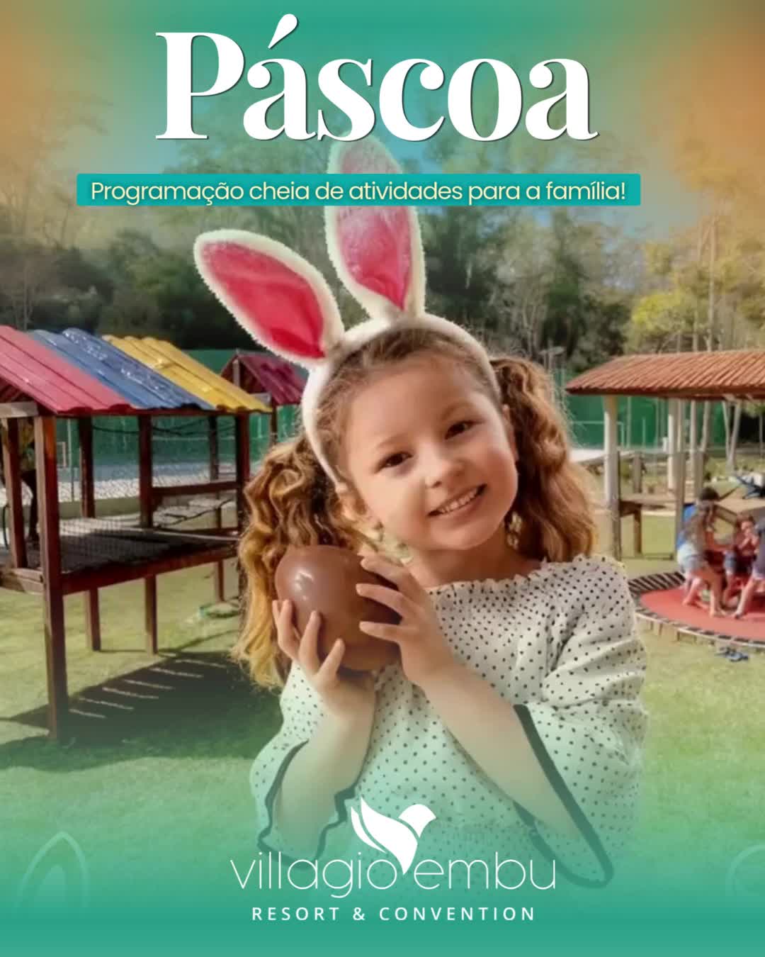 Uma Páscoa cheia de magia e diversão para toda a família!
No Villagio Embu Resort & Convention, o feriado de Páscoa é muito mais do que descanso: é uma experiência completa com atividades temáticas, recreação e momentos especiais para adultos e crianças.
Durante o pacote, os hóspedes poderão aproveitar uma programação encantadora com:
🍫 Caça aos ovos de chocolate
👂 Oficina artesanal de orelhinhas
🍬 Oficina de chocolate
🎧 Gincana pais e Filhos
E Muito mais..
Além disso, toda a família pode curtir a estrutura de lazer do resort:
🏊 Piscinas
🌿 Trilhas em meio à natureza
⚽ Campo de futebol e quadras esportivas
⛳ Mini golfe
🎮 Sala de jogos
✨ Um feriado perfeito para relaxar, se divertir e criar memórias inesquecíveis.
📲 Garanta sua reserva e viva uma Páscoa especial!
#PascoaNoVillagio #PascoaEmFamilia #VillagioEmbu #ResortPertoDeSP #FeriadoDePascoa #ViagemEmFamilia #TurismoSP #ResortBrasil