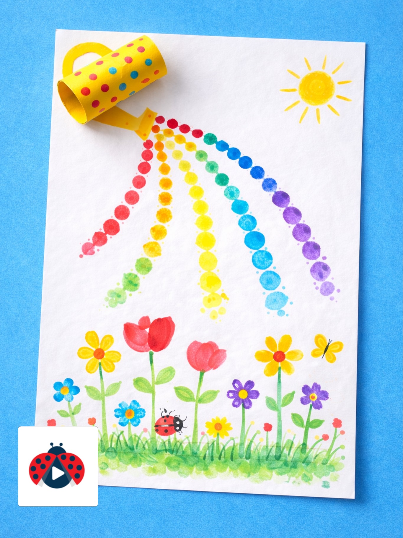 O idee simplă și veselă pentru o activitate de primăvară!
Facem o stropitoare colorată, iar apoi „udăm” grădina cu picături de curcubeu făcute cu degetele.
Cum realizăm activitatea:
1️⃣ Lipim pe foaie o stropitoare realizată dintr-o foaie galbenă.
2️⃣ Copiii înmoaie degetele în vopsea și fac picături colorate care curg din stropitoare – formând un curcubeu.
3️⃣ În partea de jos, tot cu amprentele degetelor, realizăm flori, iarbă, buburuze sau fluturași.
4️⃣ Putem adăuga soare, insecte sau alte detalii pentru a transforma foaia într-o mică grădină de primăvară.
De ce este importantă această activitate:
🌼 dezvoltă motricitatea fină (controlul degetelor)
🌼 stimulează creativitatea și imaginația
🌼 ajută copiii să recunoască și să combine culorile
🌼 oferă o experiență senzorială plăcută prin pictura cu degetele
🌼 îi încurajează să creeze liber, fără reguli stricte
În plus, copiilor le place foarte mult să picteze cu degetele – iar rezultatul este mereu unic și plin de culoare. 🌈🌷
#gradinitaonline #pictura #curcubeu #activitaticopii #activitatipentrucopii