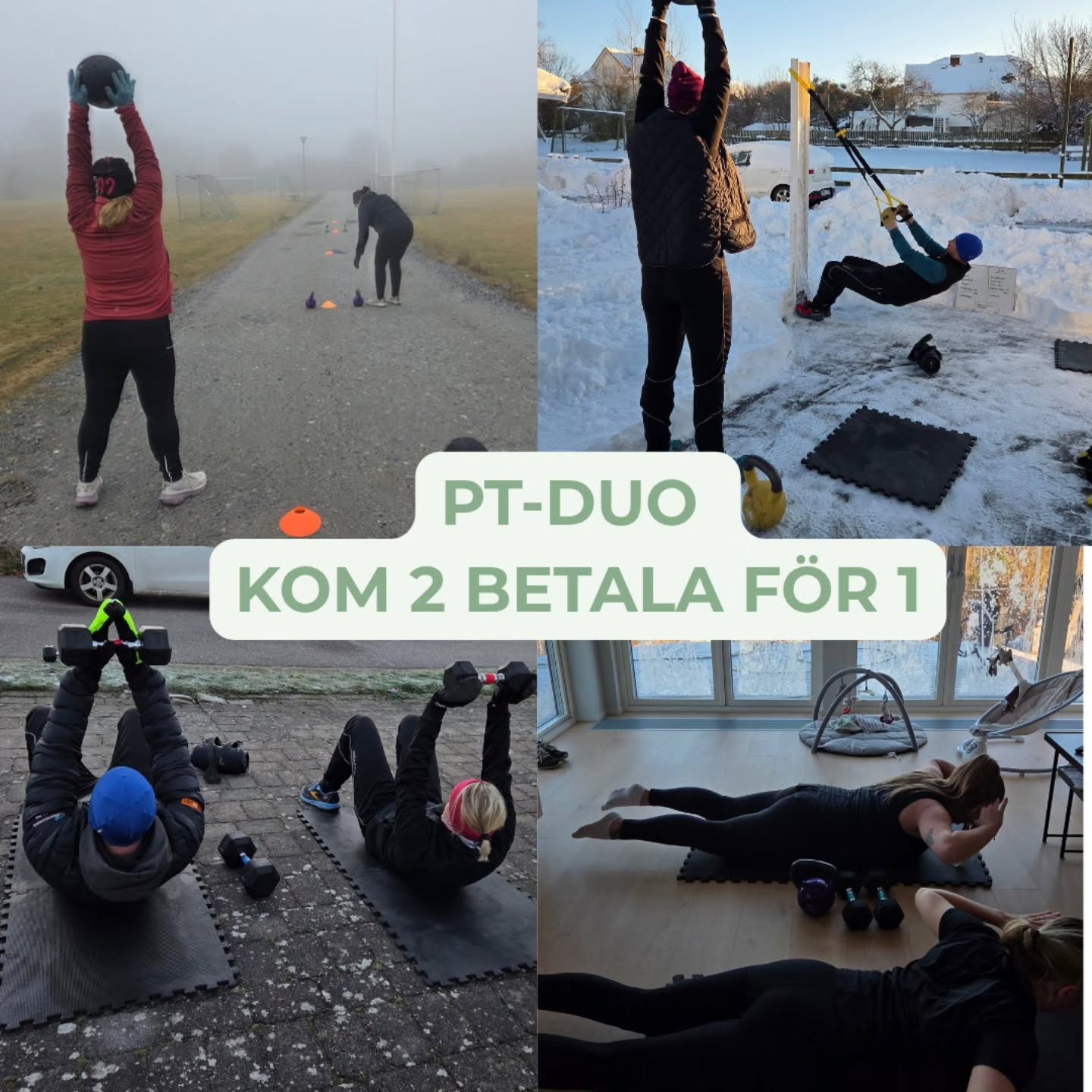 TRÄNA IHOP - Betala för en!
Mitt mest uppskattade ptpaket är Pt duo.
Här tränar ni 2st men betalar bara för 1.
Jag möter upp er där ni vill träna och tar med vikter utefter era mål. Vi kan vara utomhus, inomhus eller kanske på din arbetsplats?
Just nu har jag lediga tider på Onsdagar mellan 11-16. Skicka pm så berättar jag mer!
Kan även vissa kvällar 💪.
Tagga gärna din partner/vän/kollega som du vill börja träna med. Kan ju inte bli bättre 😁🥳🎉
#personligträning #ptduo #lkwellness #utomhusträning #tränaihoo
