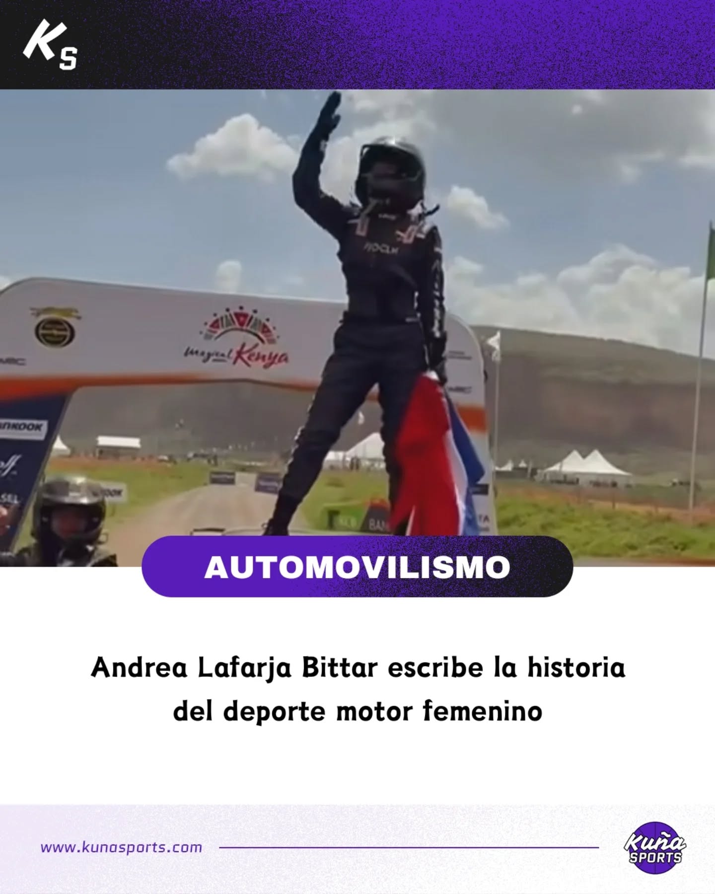 ¡Andrea, siempre Andrea!🙋🏻♀️
🇵🇾El automovilismo paraguayo está atravesando un gran momento, con Andrea Lafarja Bittar escribiendo páginas históricas en la rama femenina.
🇰🇪El Safari Rally Kenya 2026 marcó su debut y el de una mujer paraguaya en el World Rally Championship.
🤔¿Cómo le fue?
✅Andrea agregó un check más a su CV: se convirtió en la primera mujer paraguaya en un podio del WRC.
🥉¡Sí! Junto a Germán Maune finalizaron en el tercer puesto del WRC Masters Cup, y nada menos que en el primer desafío de la temporada.
😎Ya avisamnos que van a faltar páginas para tanta historia que aún tiene por escribir Andrea.
👏🏻¡Felicitaciones leyenda! ¡Que orgullo que seas mujer y paraguaya!
#KuñaSports💜