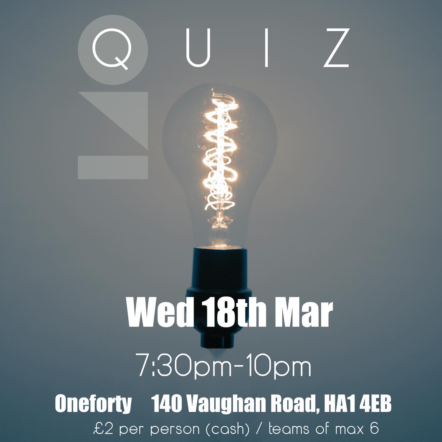 Next week is the second Quiz of the year- Wednesday 18th March at 7:30pm-10pm💡💬 👏
Winners will revel in the glory! 🥇👏
Whilst the losers…well, wait & see…🫣🤣
Been practicing your general knowledge over the Christmas break? Fancy yourself a quiz whizz? Competitive? Join us for a fun filled evening! 😁
£2 per person and teams with a maximum of 6. Please pre book to secure your table, please email hello@onefortyharrow.com
Bar open…to celebrate…or commiserate 🤣🍻🍷
#westharrow #harrowonthehill #quiz