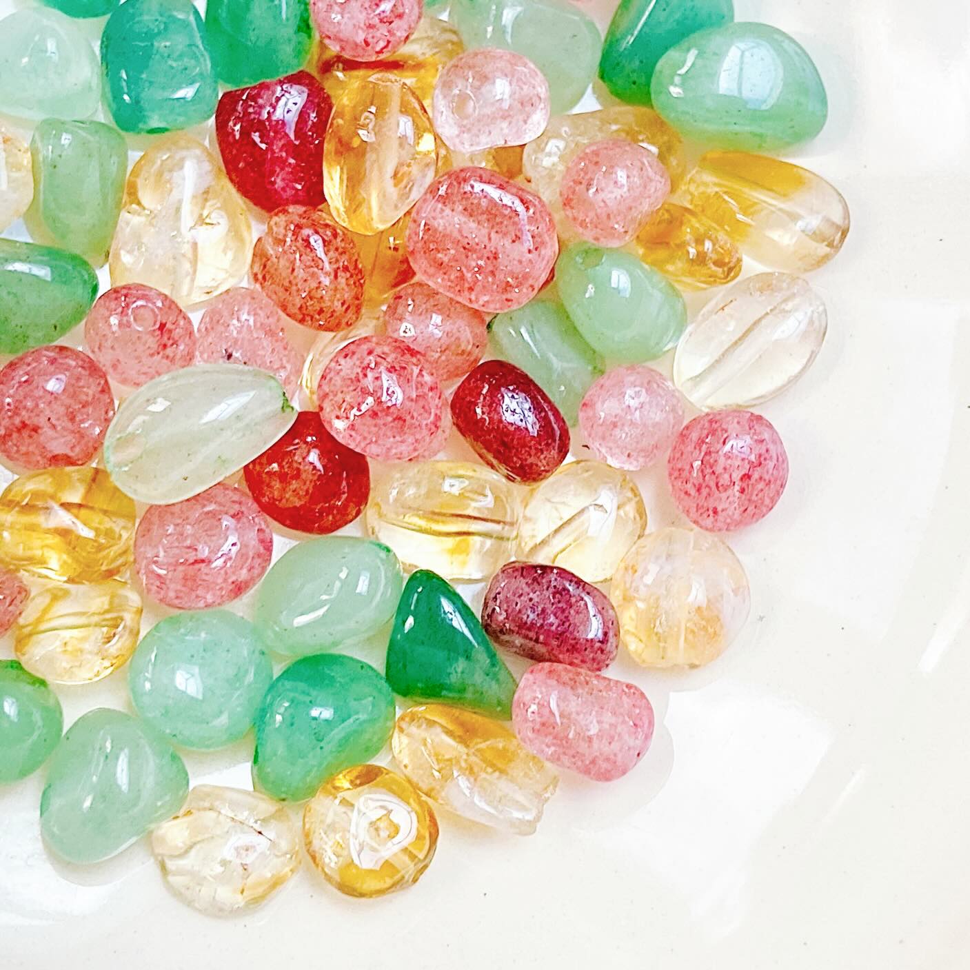 I’m renewing my love of delicious gemstones, spending my afternoon making earrings that will be joining our shop very soon! Beautiful juicy Spring colours are headed your way 🌸 ☀️ 🌱 #magicinthegrass
