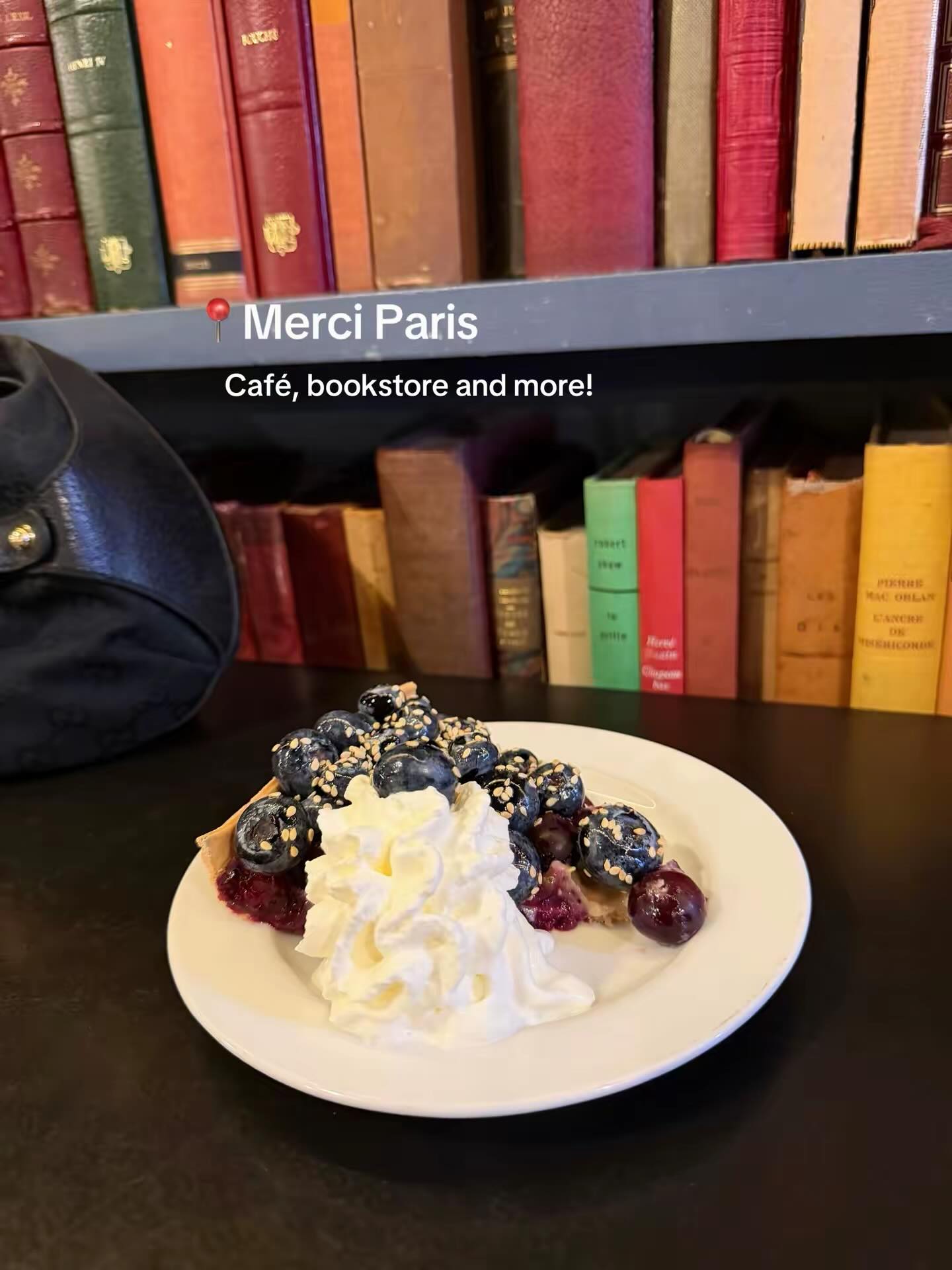 Tried the blueberry and sesame tarte at Merci Paris. The sesame added a nice nutty flavor and the blueberries were very fresh and generous on top. I just wished there was a layer of pastry cream between the fruit and the crust to add a bit more sweetness and bring everything together. Still a really interesting dessert. Merci Paris itself is also worth visiting. It is a beautiful space that combines a cafe, bookstore, and curated retail shop, so it is easy to spend time exploring.
#MerciParis #ParisCafe #ParisDesserts #BlueberryTarte #ParisFood