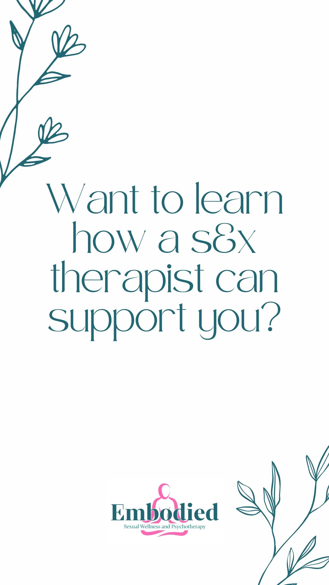 Sex therapists help in SO many different ways.
Everyday we provide education, validation and meaningful support that helps individuals address barriers getting in the way of experiencing sexual freedom and expression.
Sex therapists are saving the world… one vibrator and vulva pillow at a time.
Want to learn more about how one of our sex therapists could support you? Email us at info@embodiedsexualwellness.com … we got you 😉.