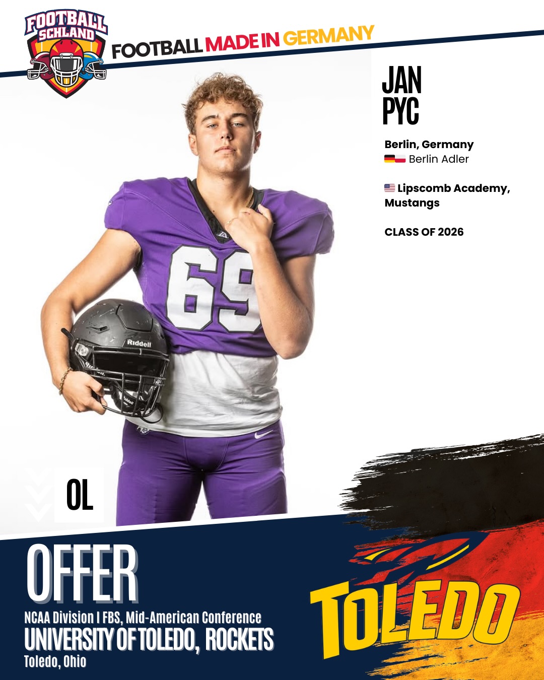 🇩🇪🇵🇱🏈 @jan.the1 hat in den letzten Wochen einige D1 Offer erhalten 💪👍